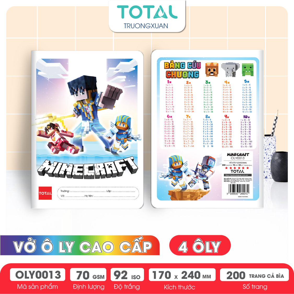 Vở oly Total Minecraft 200 trang 4 ôly