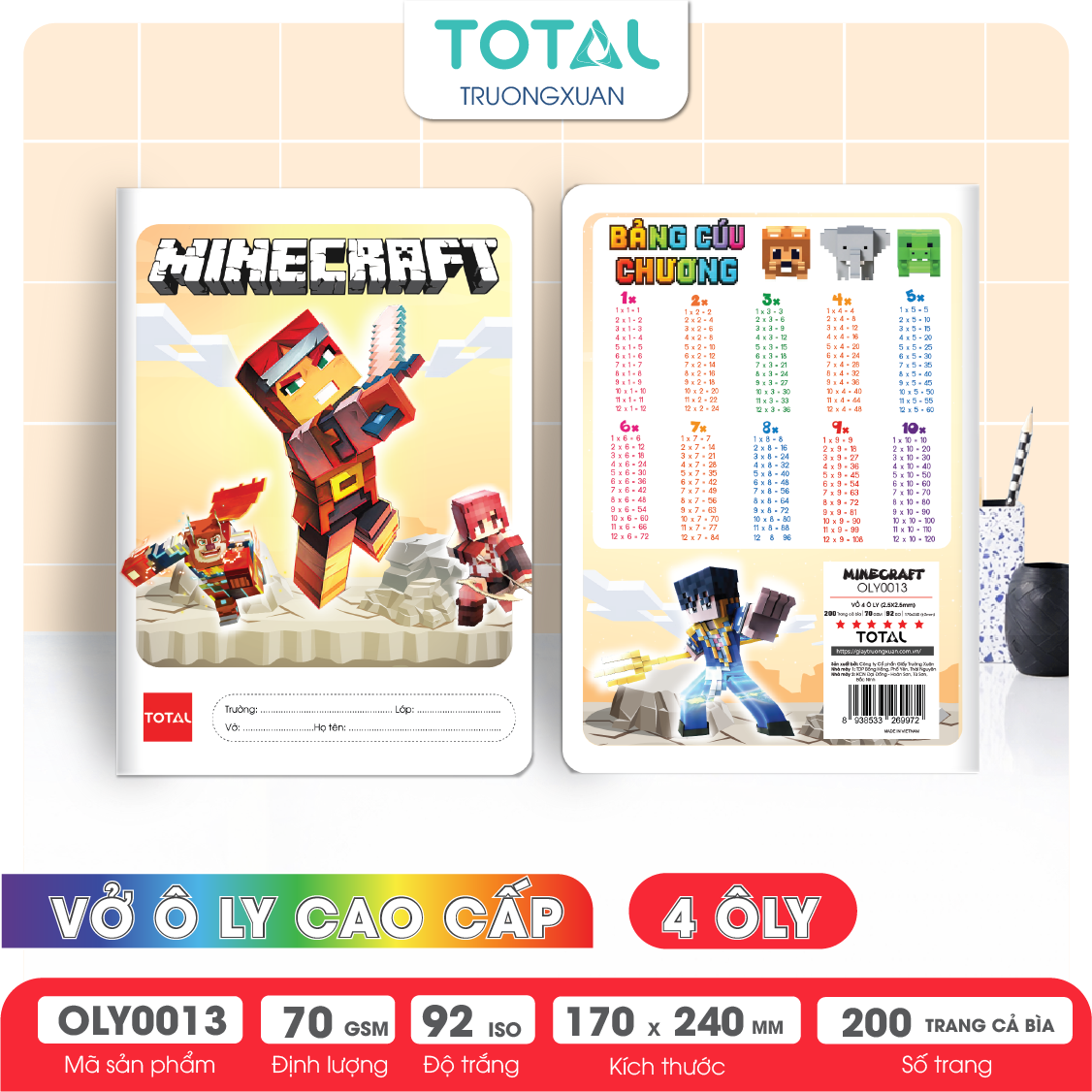 Vở oly Total Minecraft 200 trang 4 ôly