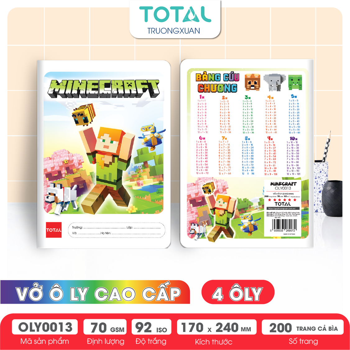 Vở oly Total Minecraft 200 trang 4 ôly