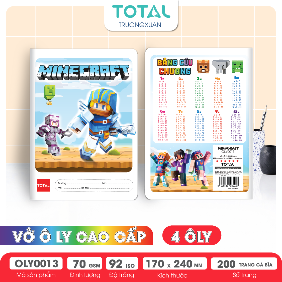 Vở oly Total Minecraft 200 trang 4 ôly