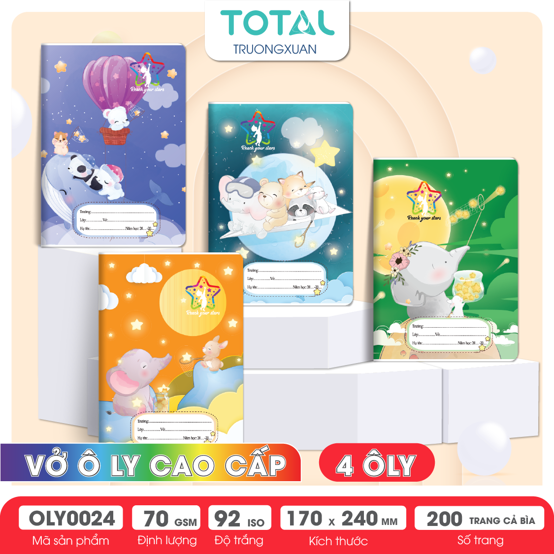 Vở oly Total Reach Your Stars 200 trang 4 ôly