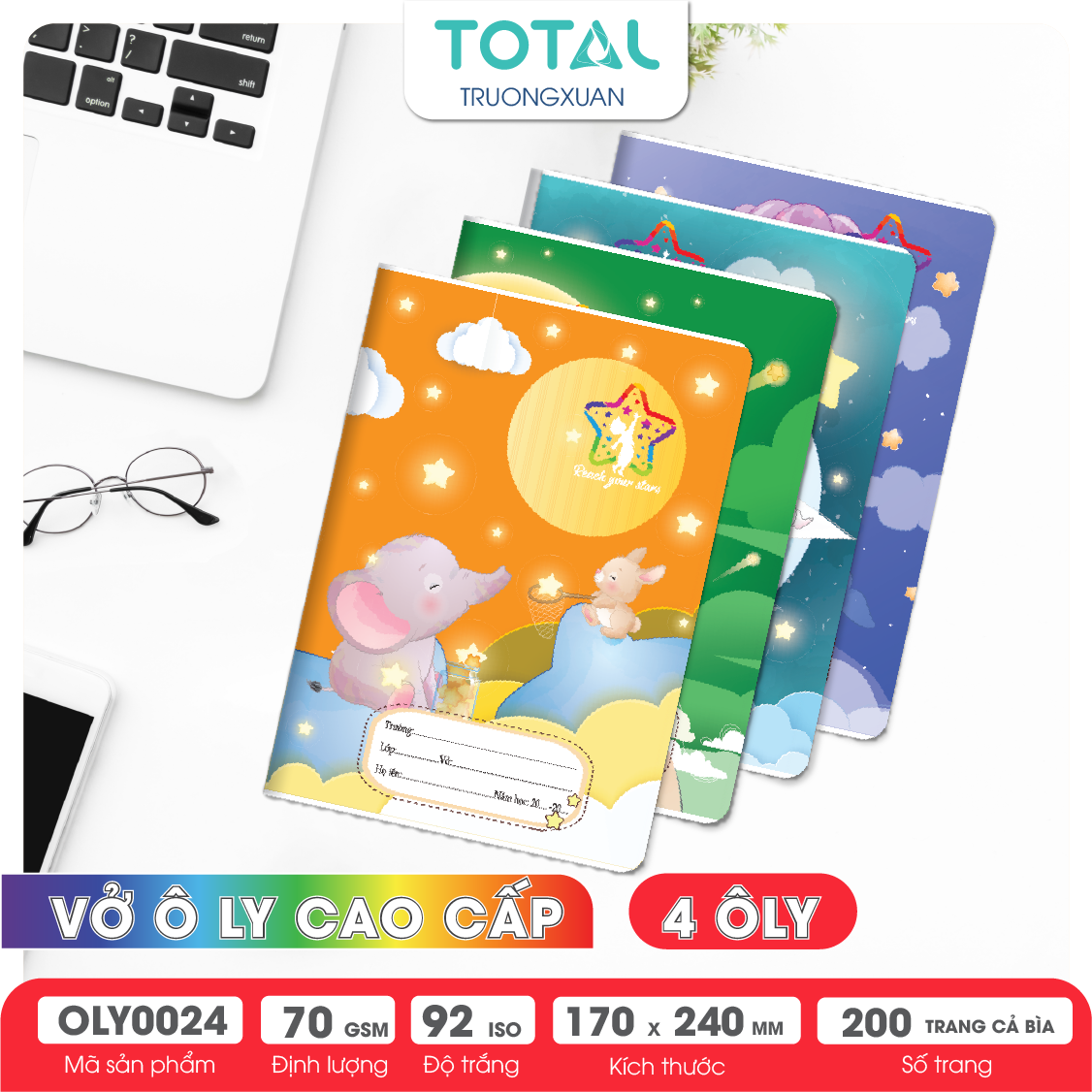 Vở oly Total Reach Your Stars 200 trang 4 ôly