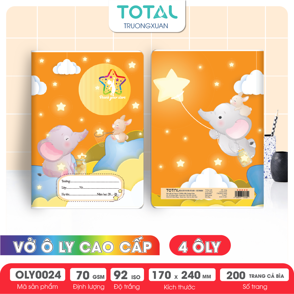 Vở oly Total Reach Your Stars 200 trang 4 ôly