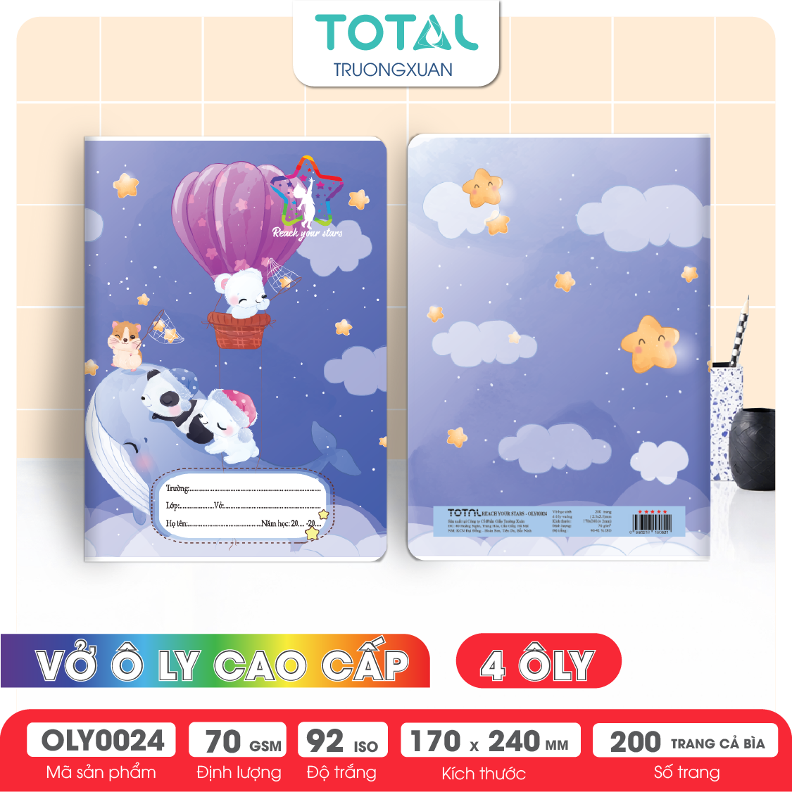 Vở oly Total Reach Your Stars 200 trang 4 ôly