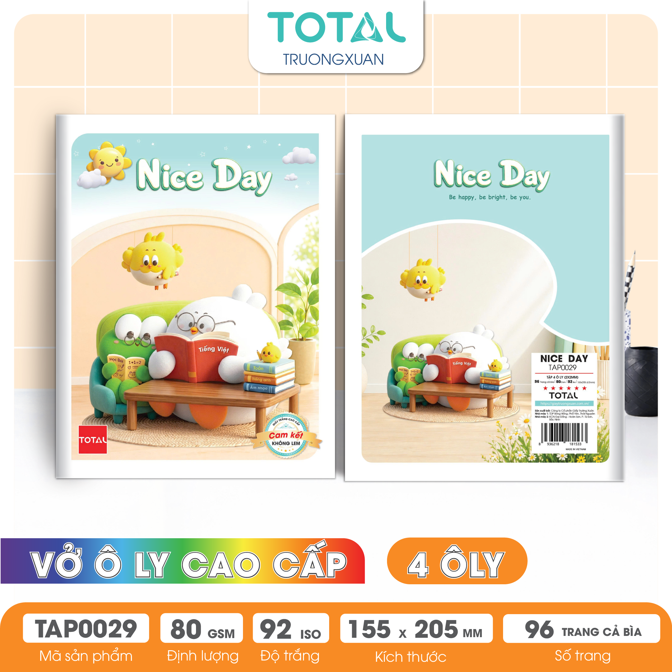 Tập vở oly Total NICE DAY 96 trang 4 ôly