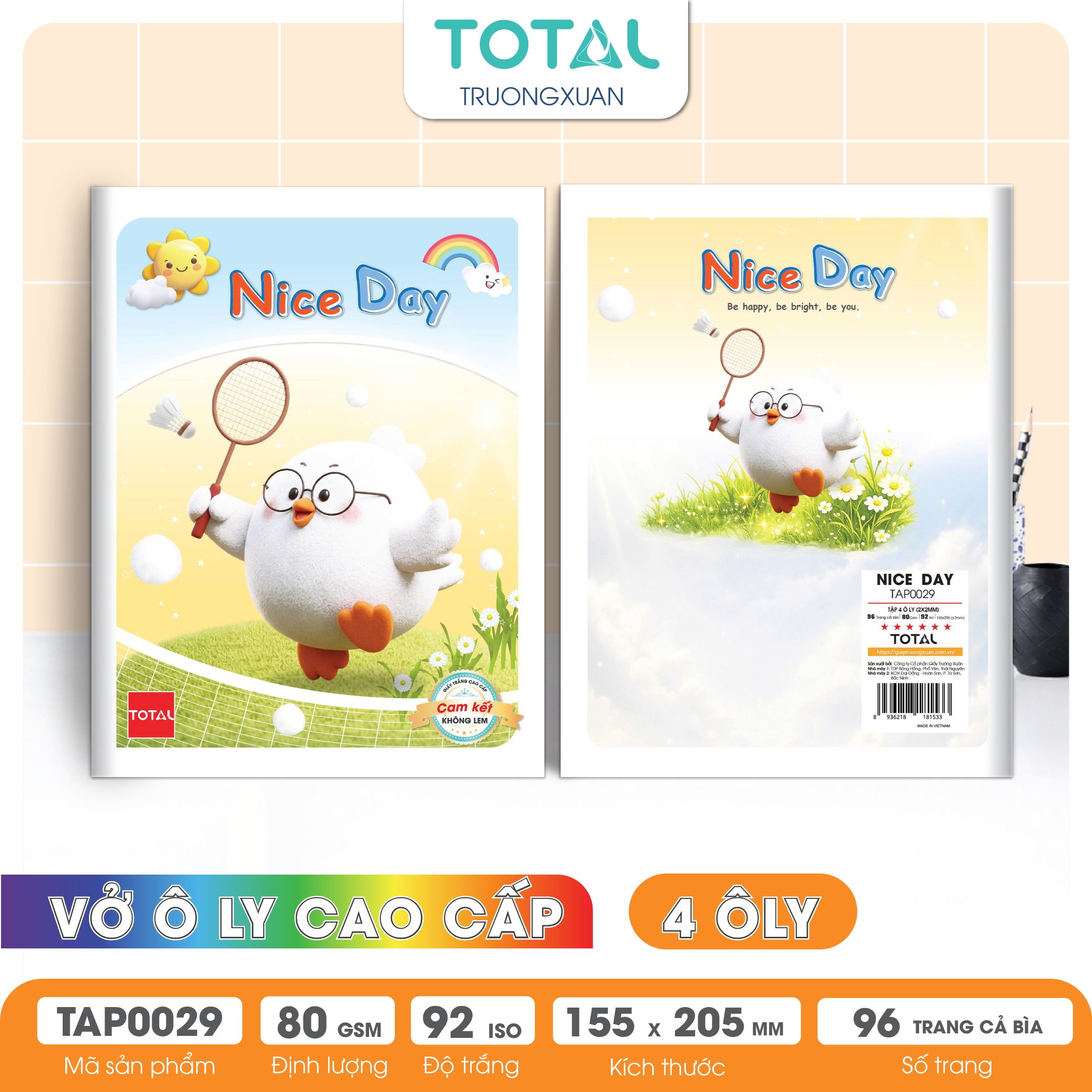 Tập vở oly Total NICE DAY 96 trang 4 ôly