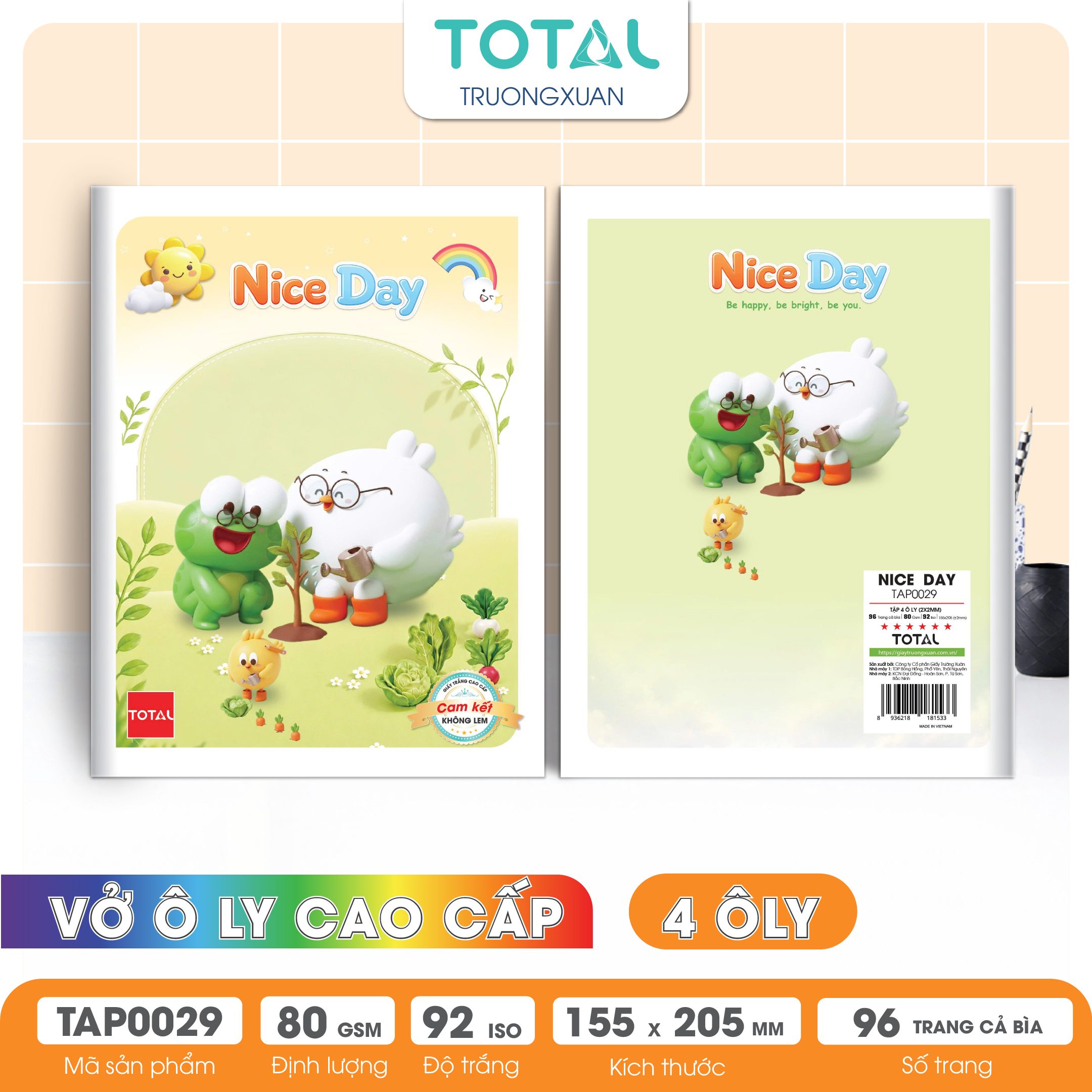 Tập vở oly Total NICE DAY 96 trang 4 ôly