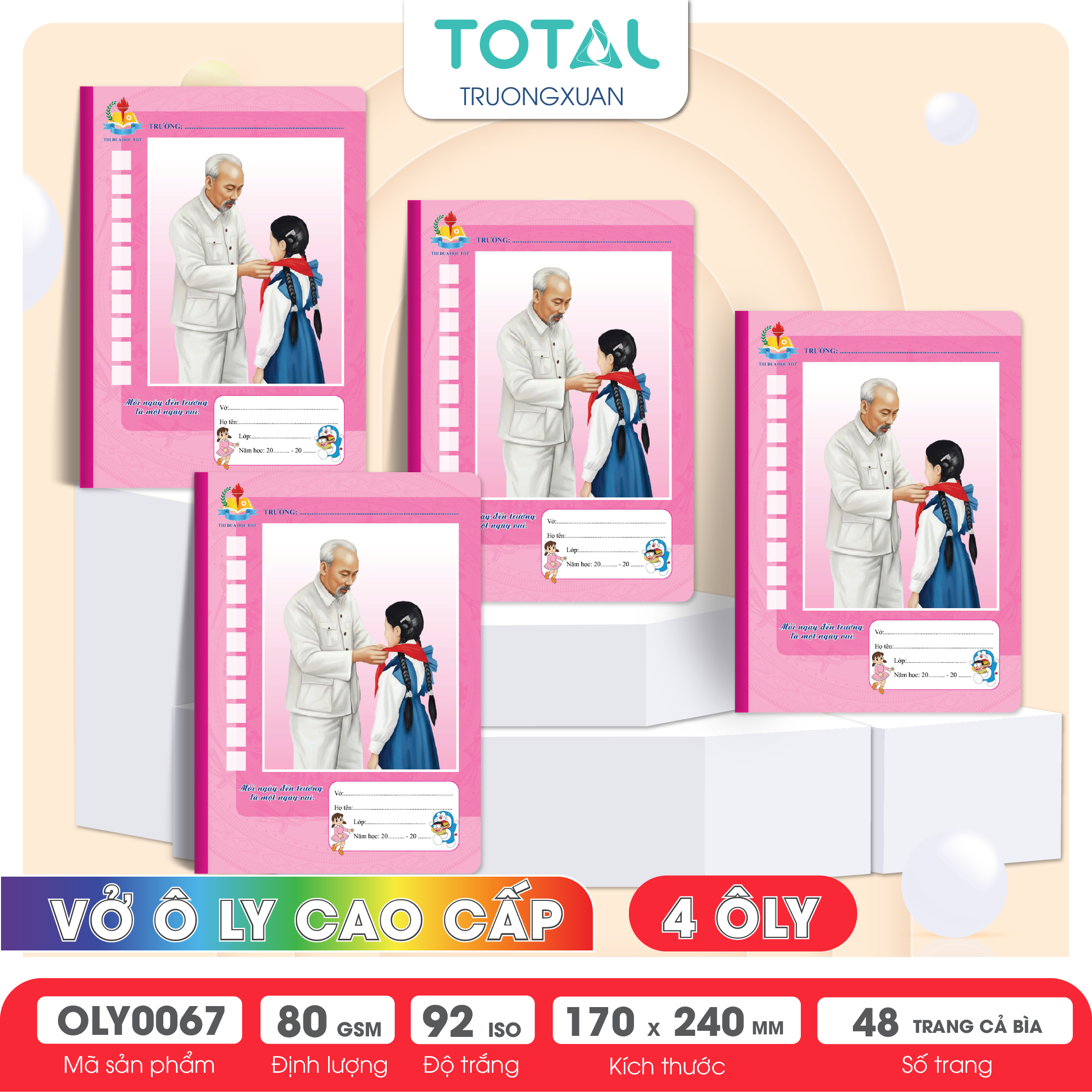Vở oly Bác Hồ 48 trang 4 ôly ( nền hồng)