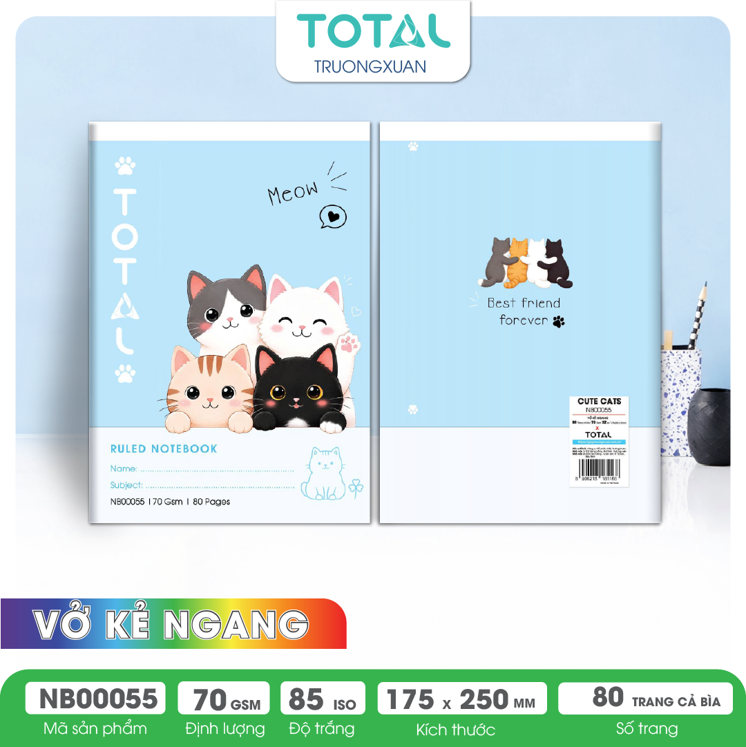 Vở kẻ ngang Cute Cats 80 trang