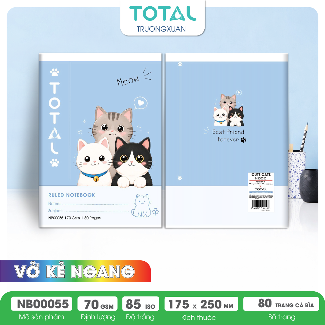 Vở kẻ ngang Cute Cats 80 trang