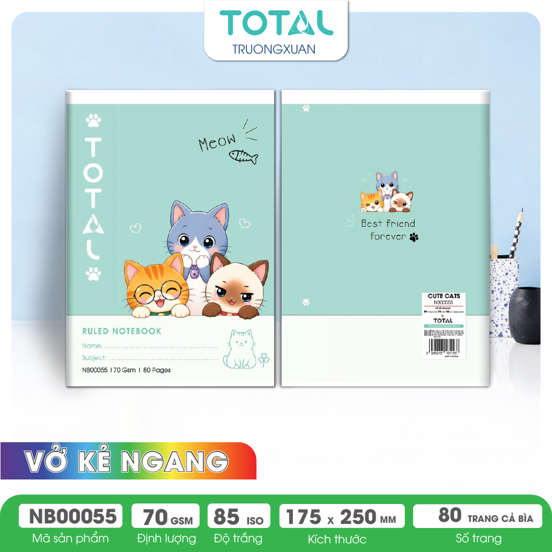 Vở kẻ ngang Cute Cats 80 trang