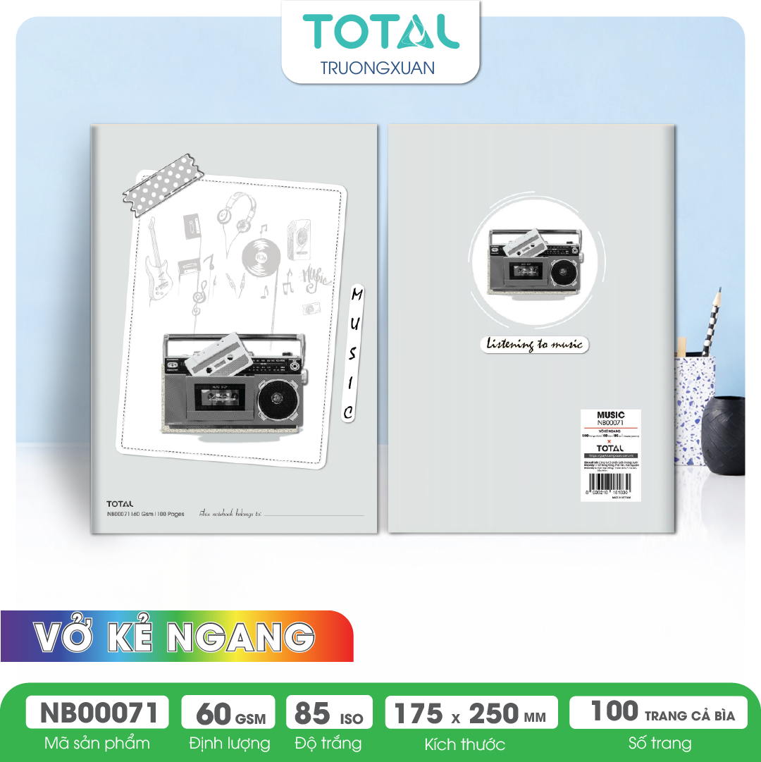 Vở kẻ ngang Total Music 100 trang