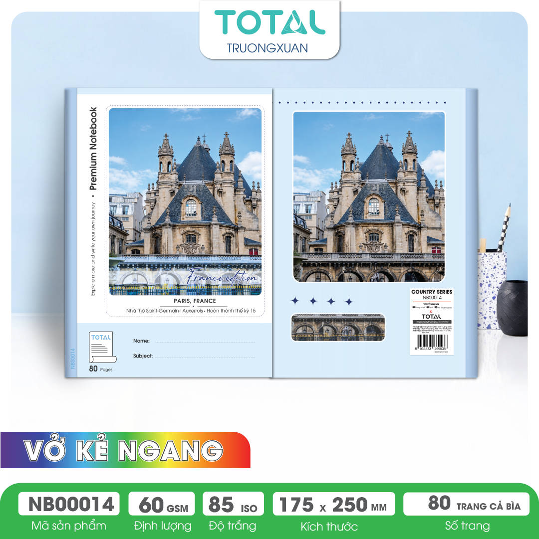 Vở kẻ ngang Total The Country Series 80 trang