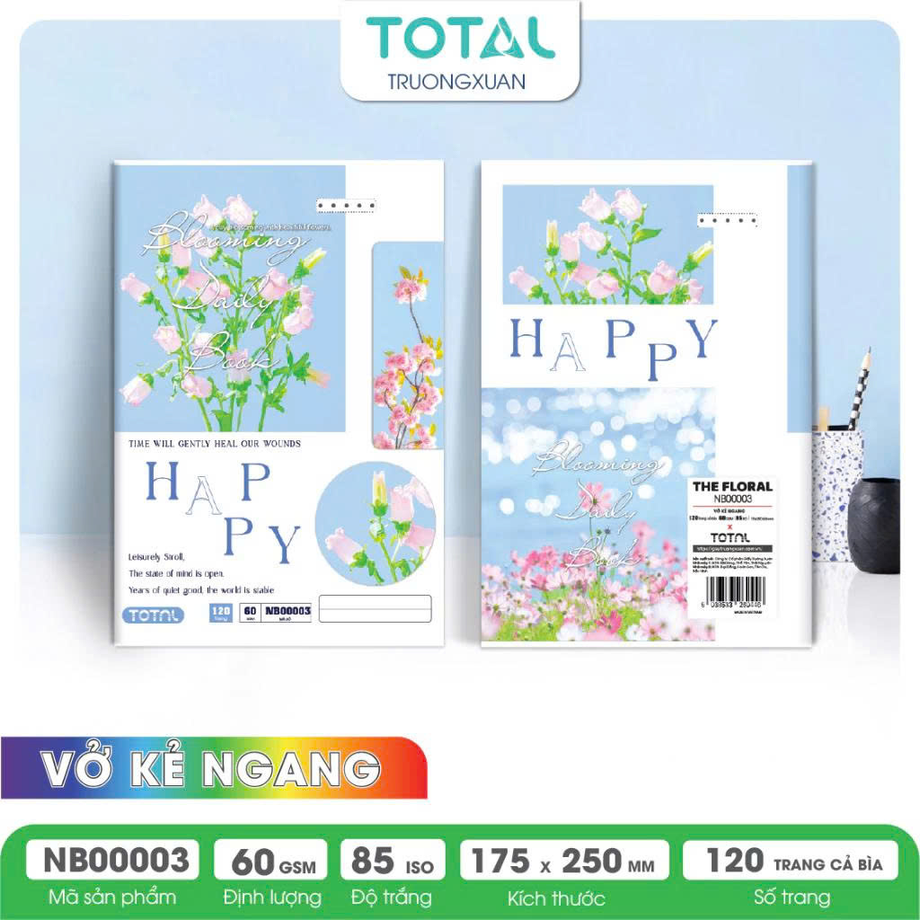 Vở kẻ ngang Total  Floral Series 120 trang