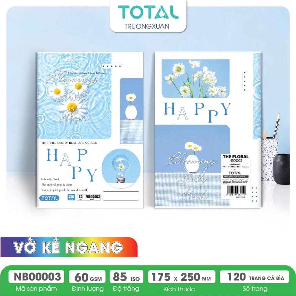 Vở kẻ ngang Total  Floral Series 120 trang