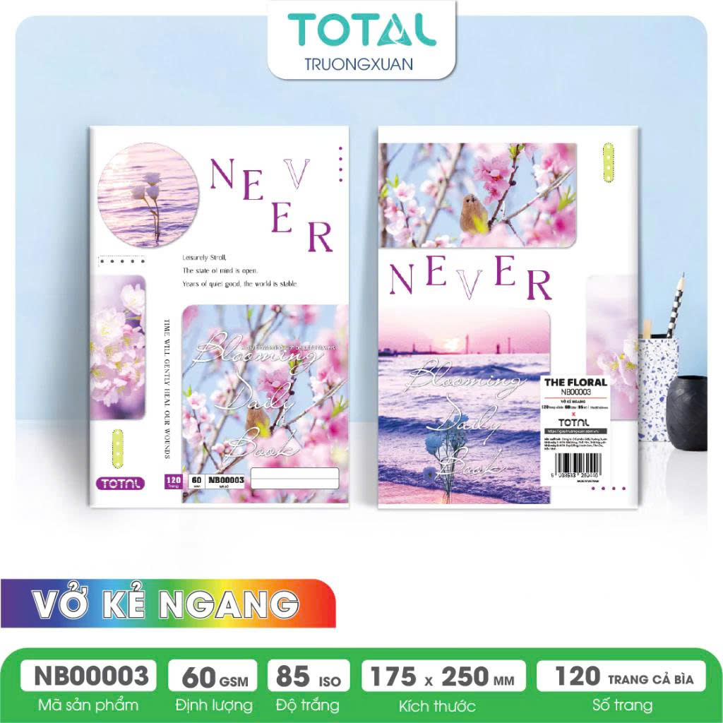 Vở kẻ ngang Total  Floral Series 120 trang