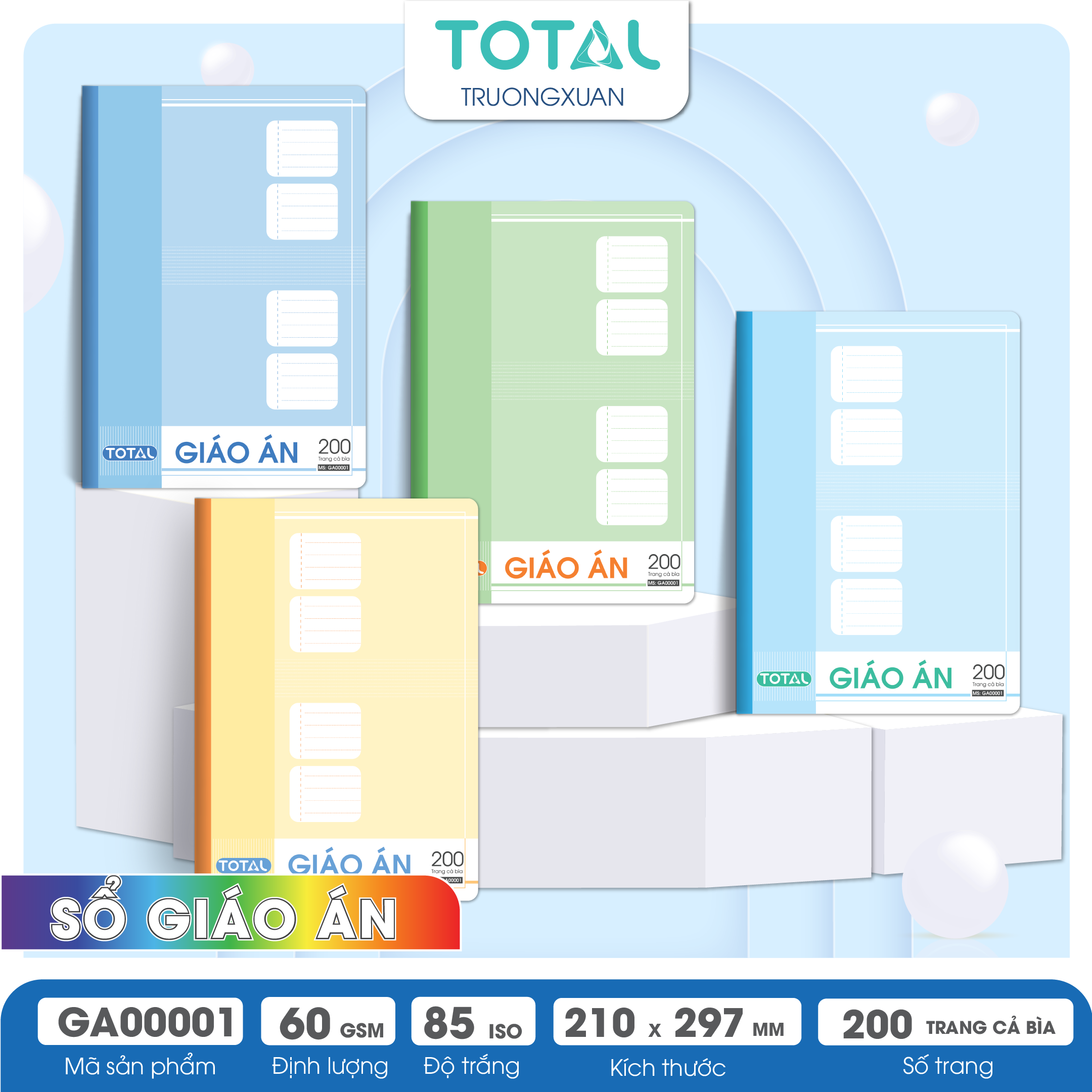 Giáo án kẻ ngang A4 Total 200 trang GA00001