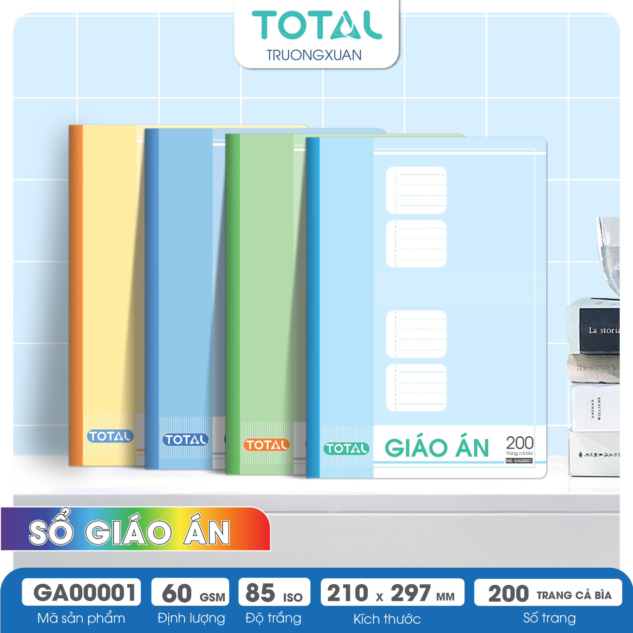 Giáo án kẻ ngang A4 Total 200 trang GA00001