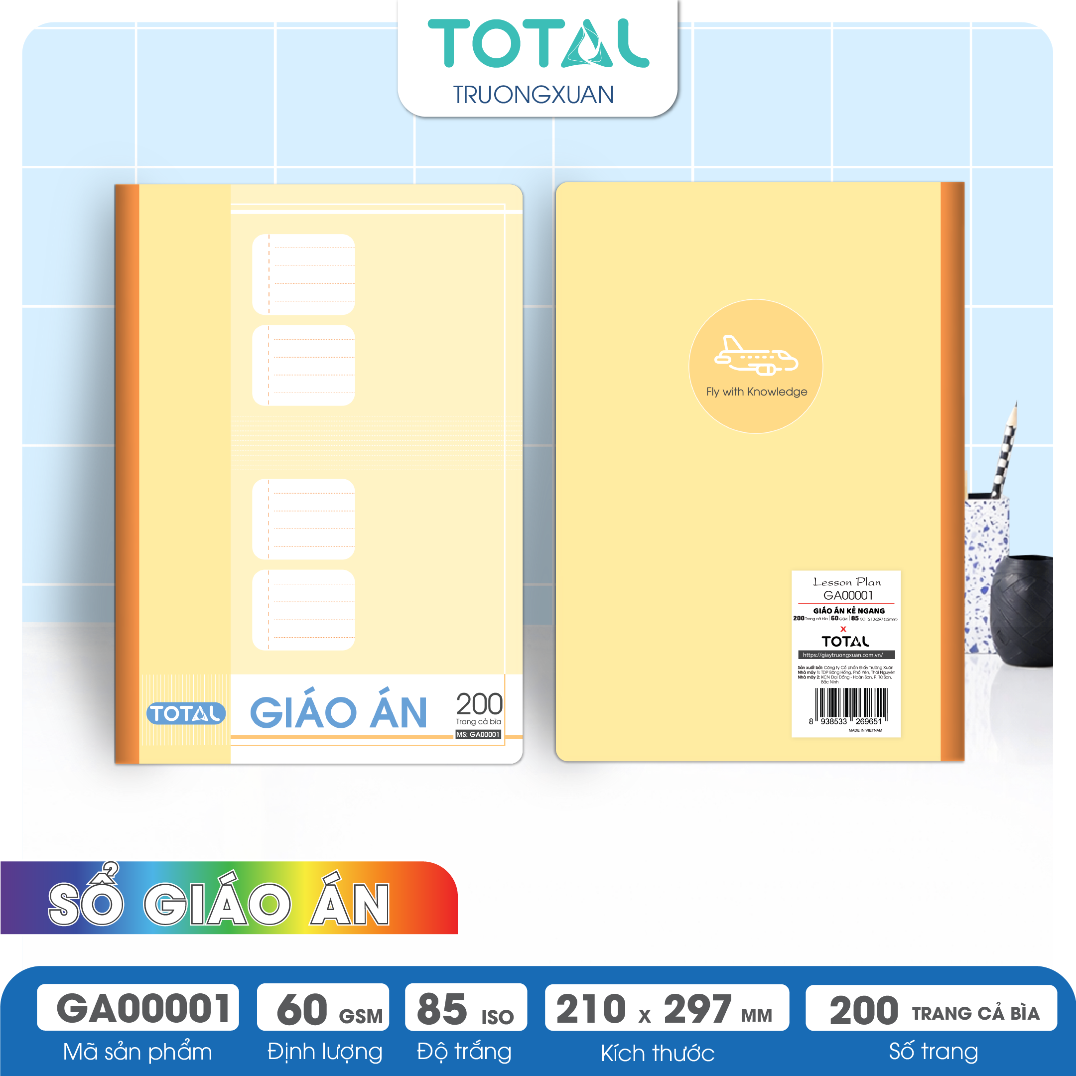 Giáo án kẻ ngang A4 Total 200 trang GA00001