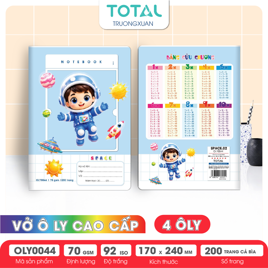 Vở oly Total Phi Hành Gia 200 trang 4 ôly