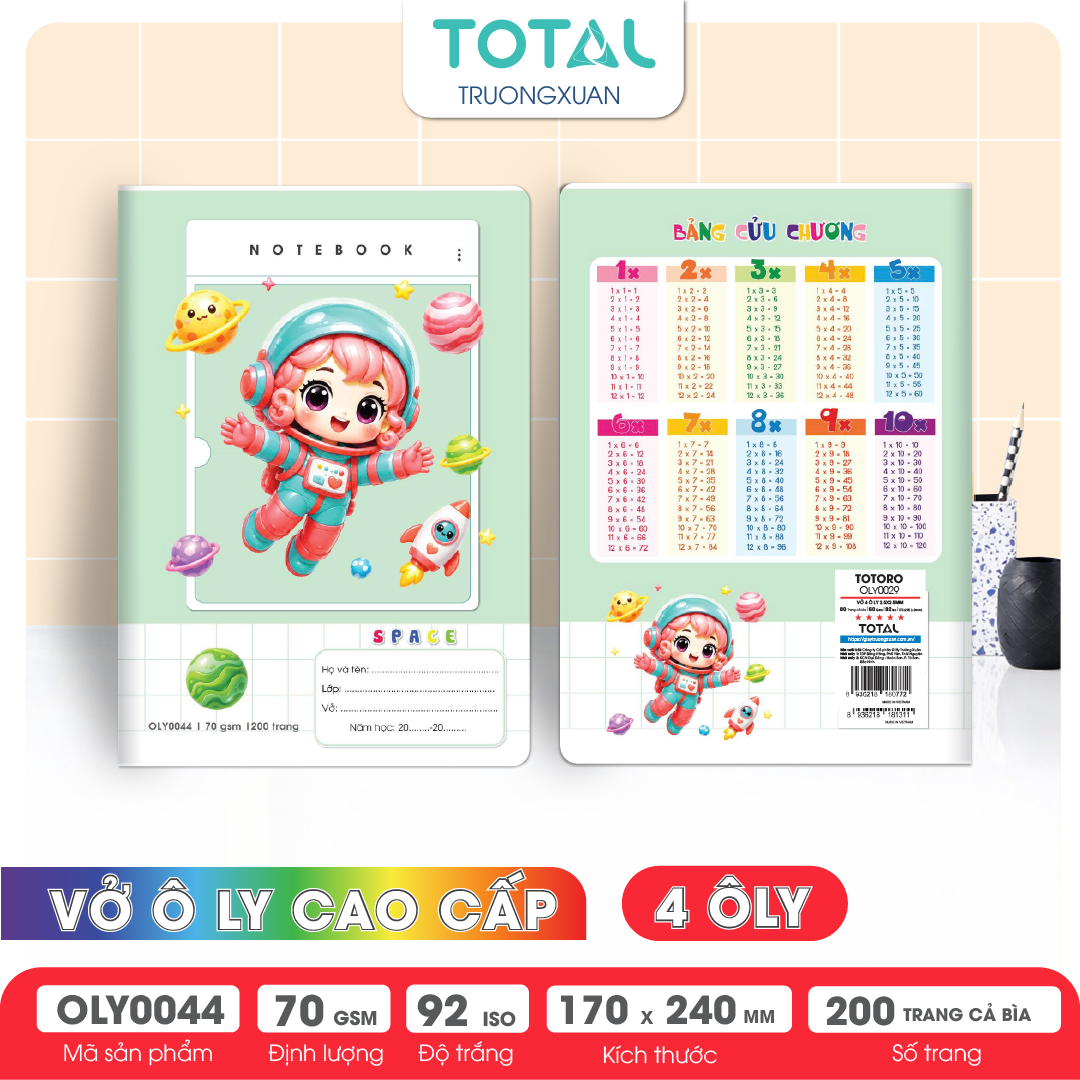 Vở oly Total Phi Hành Gia 200 trang 4 ôly