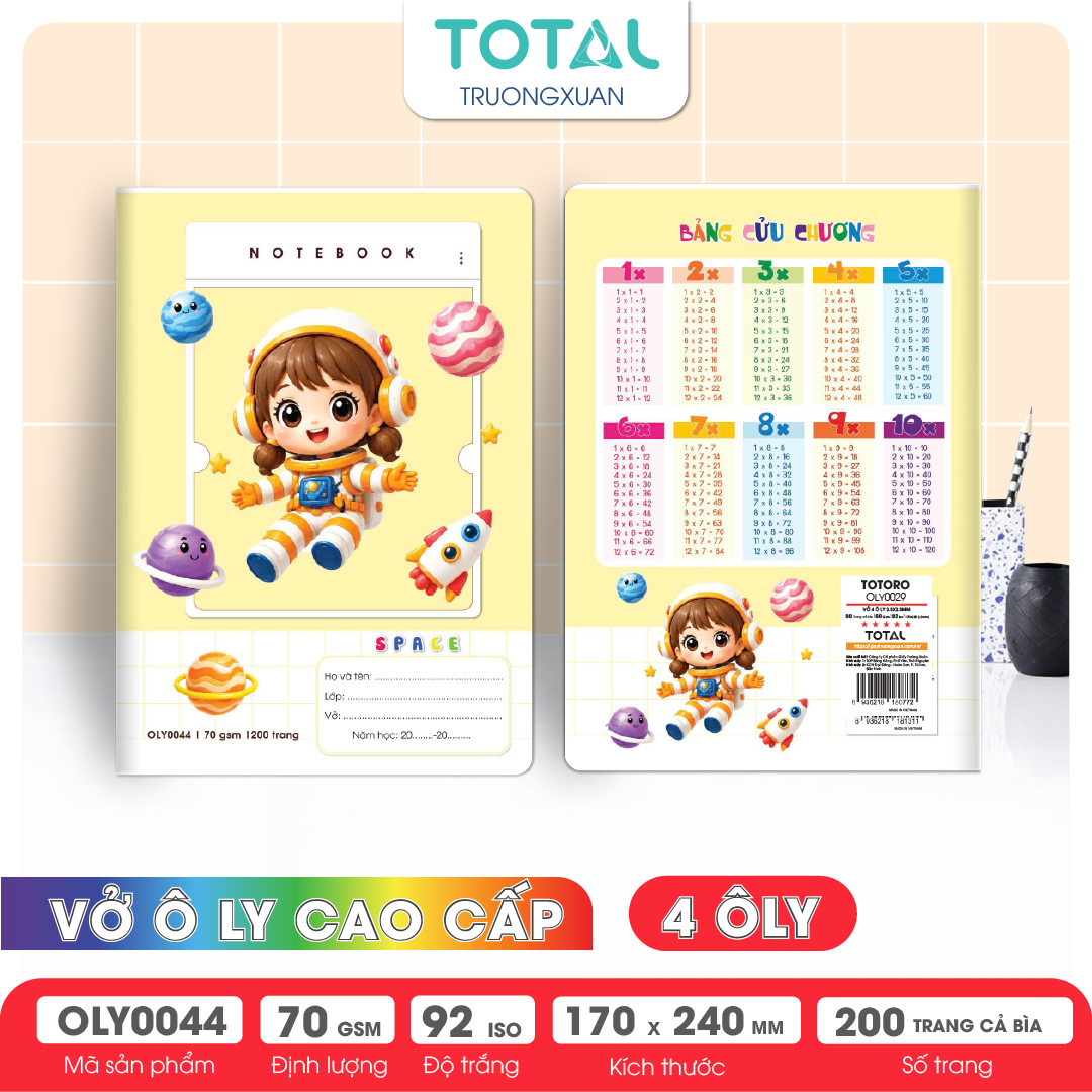 Vở oly Total Phi Hành Gia 200 trang 4 ôly
