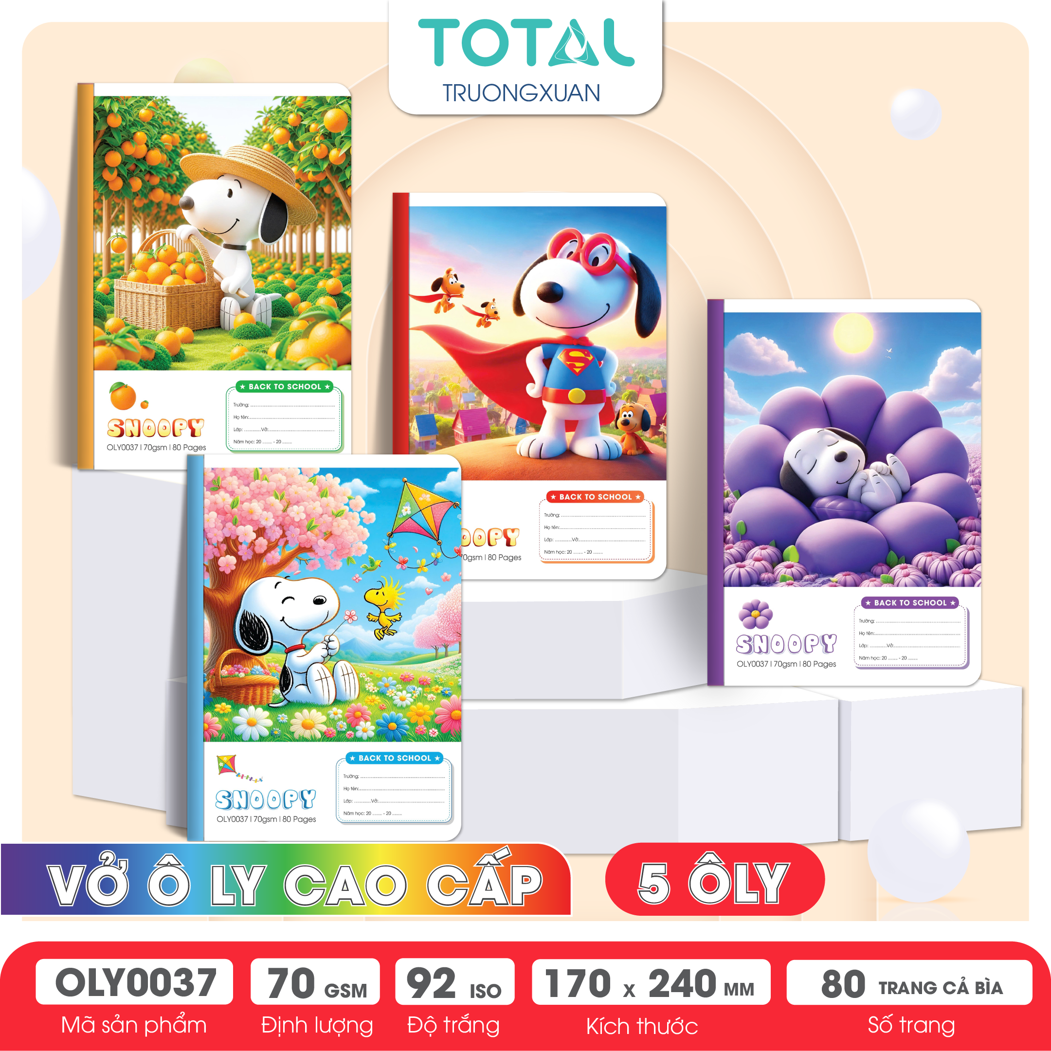 Vở oly Total Snoopy  80 trang 5 ôly