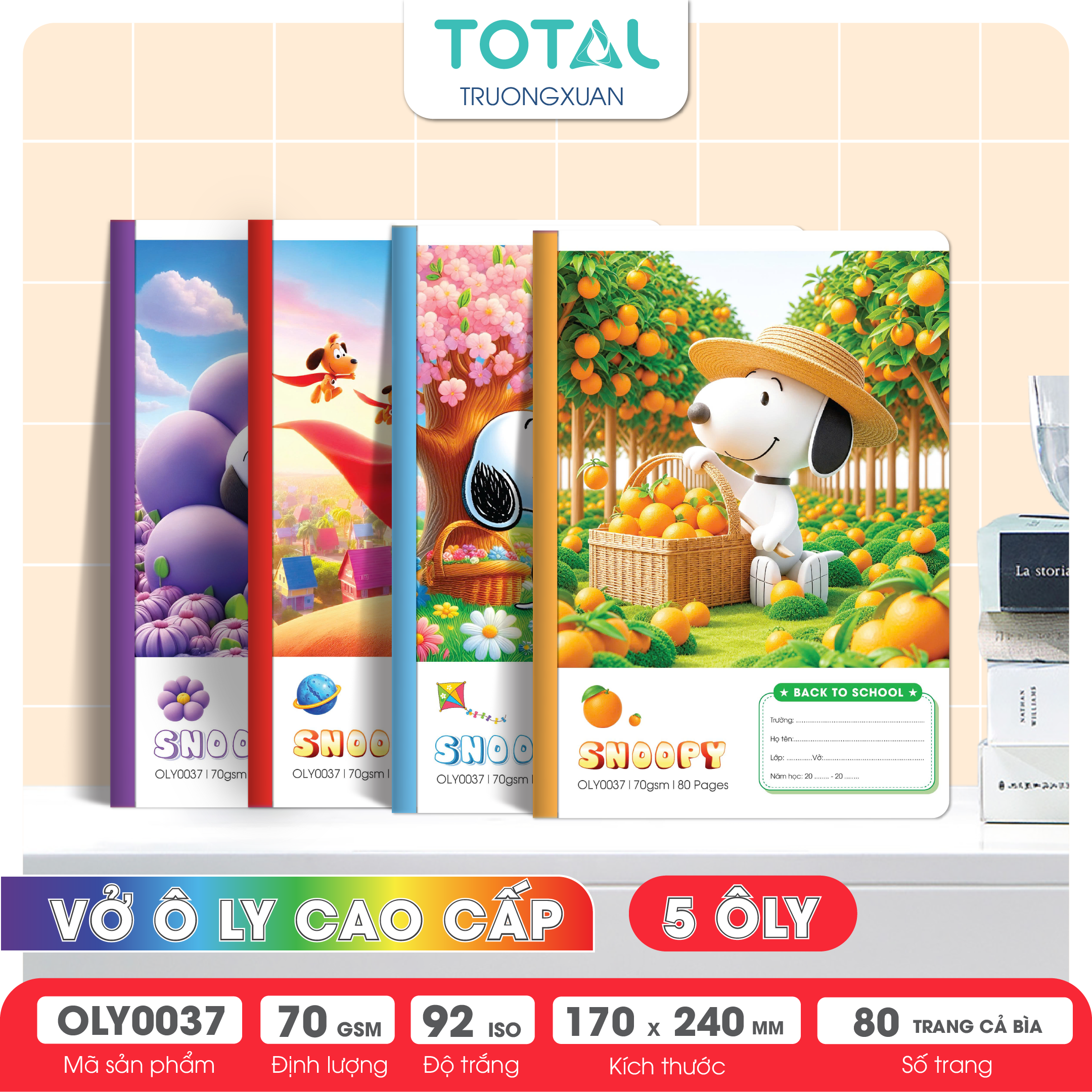 Vở oly Total Snoopy  80 trang 5 ôly