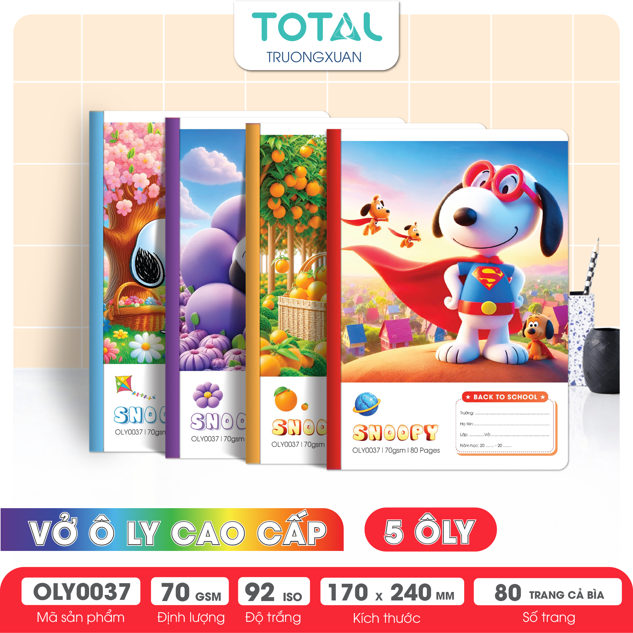 Vở oly Total Snoopy  80 trang 5 ôly