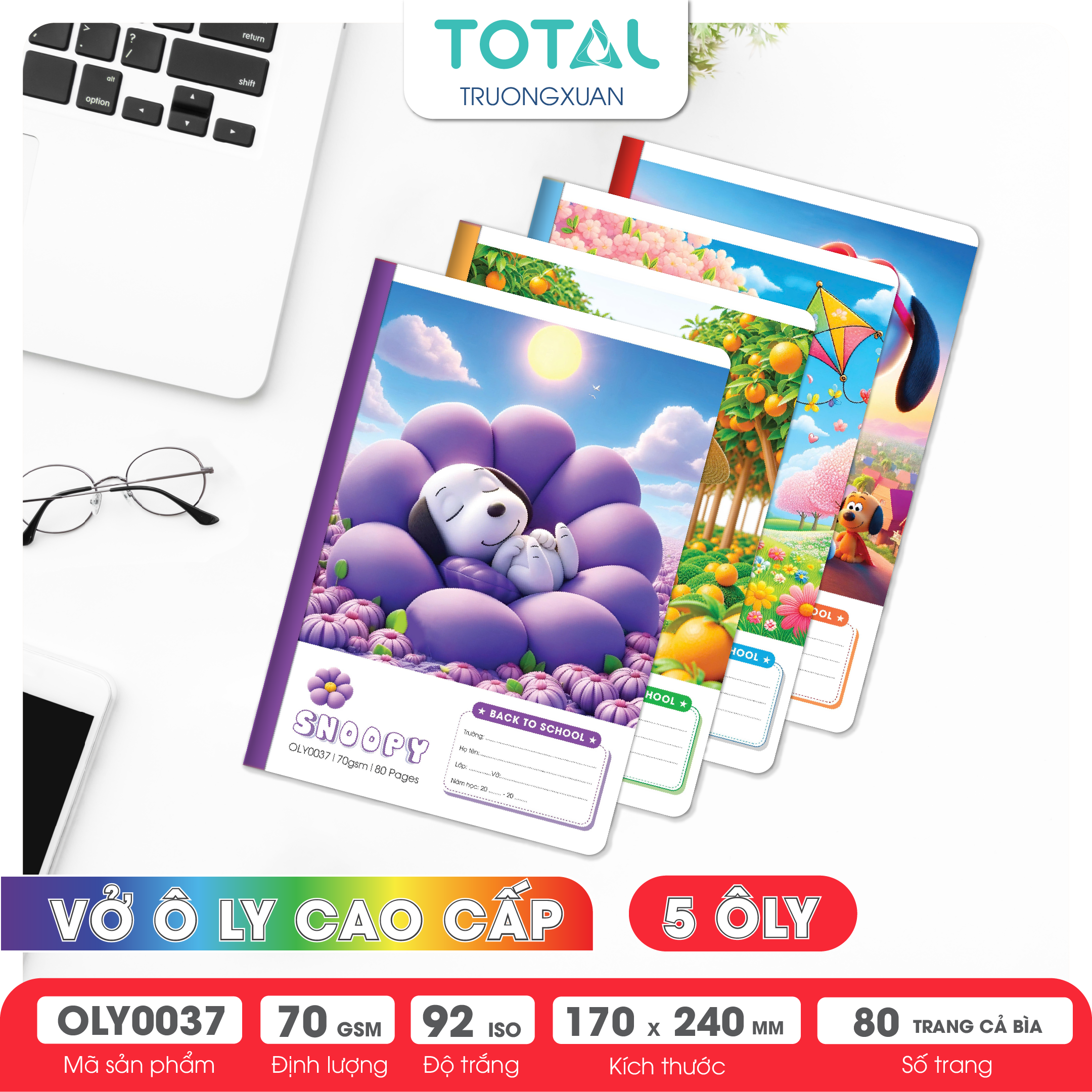 Vở oly Total Snoopy  80 trang 5 ôly
