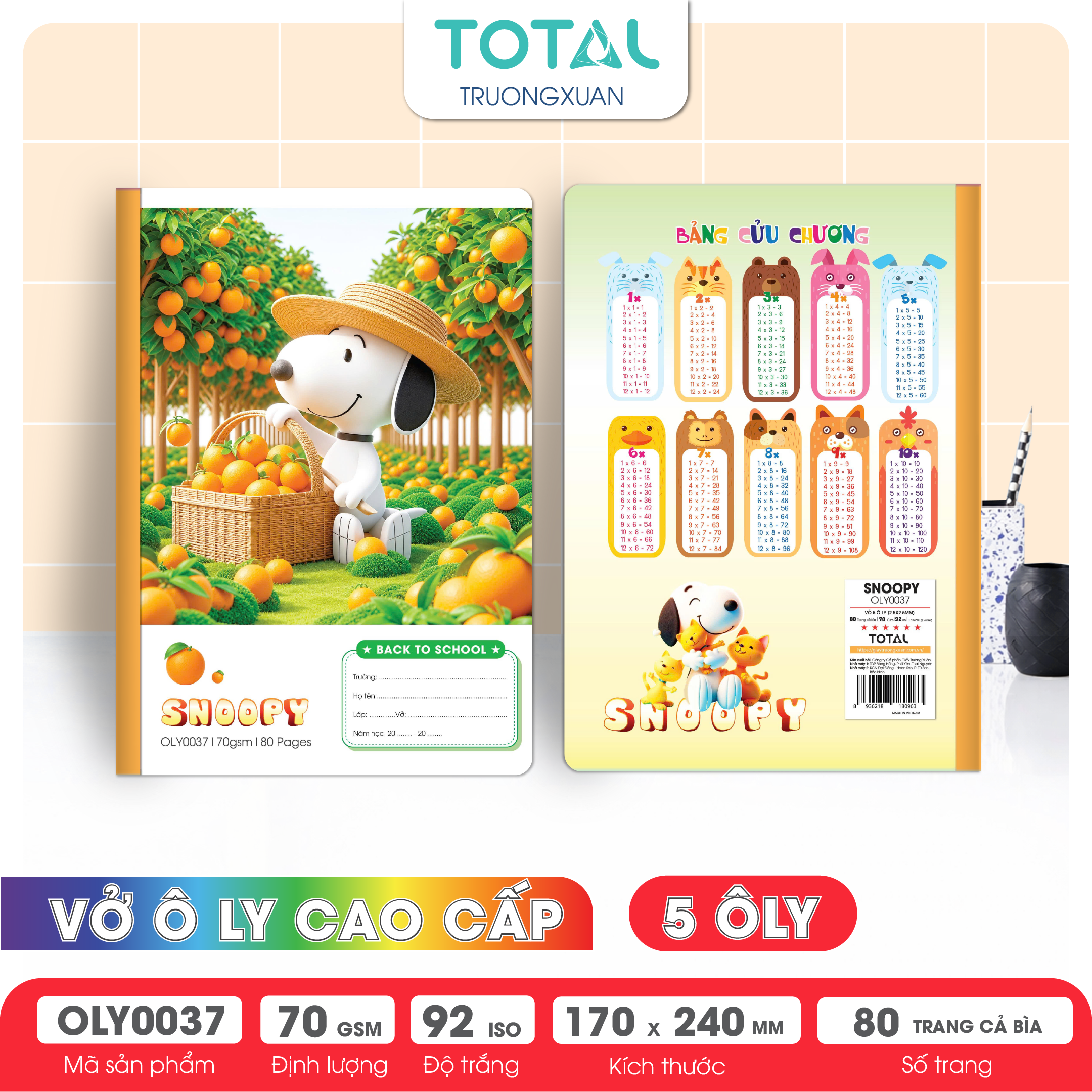 Vở oly Total Snoopy  80 trang 5 ôly