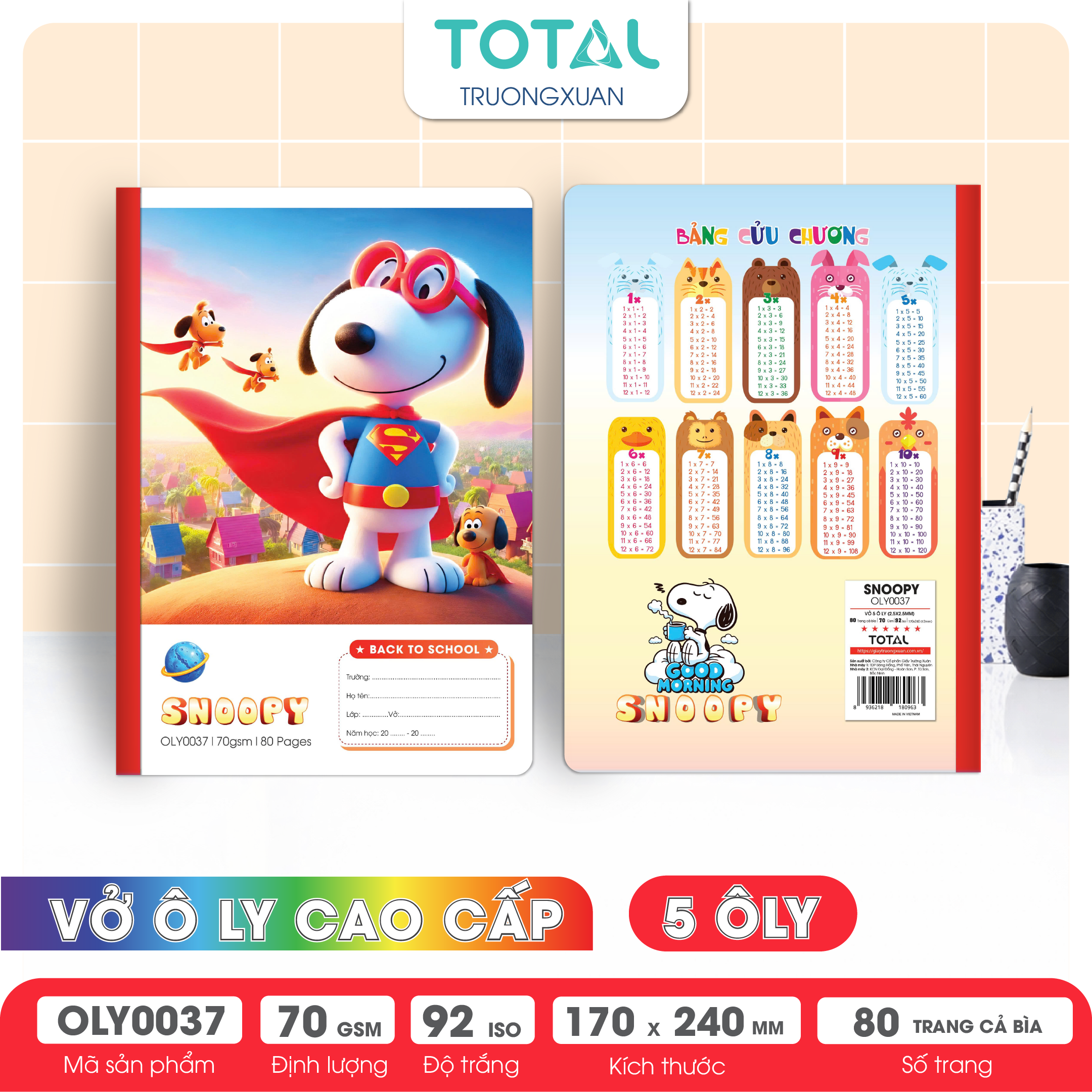 Vở oly Total Snoopy  80 trang 5 ôly