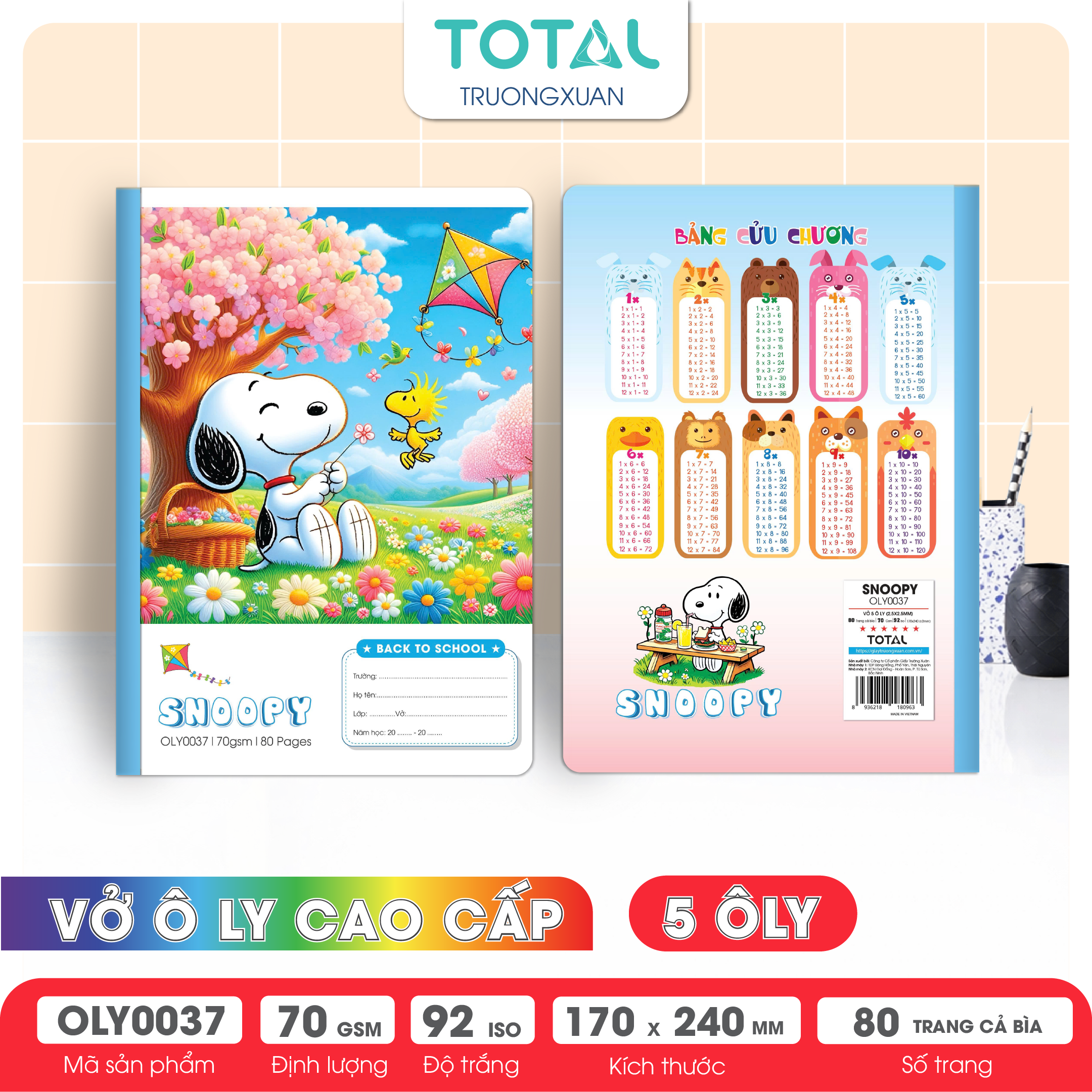 Vở oly Total Snoopy  80 trang 5 ôly