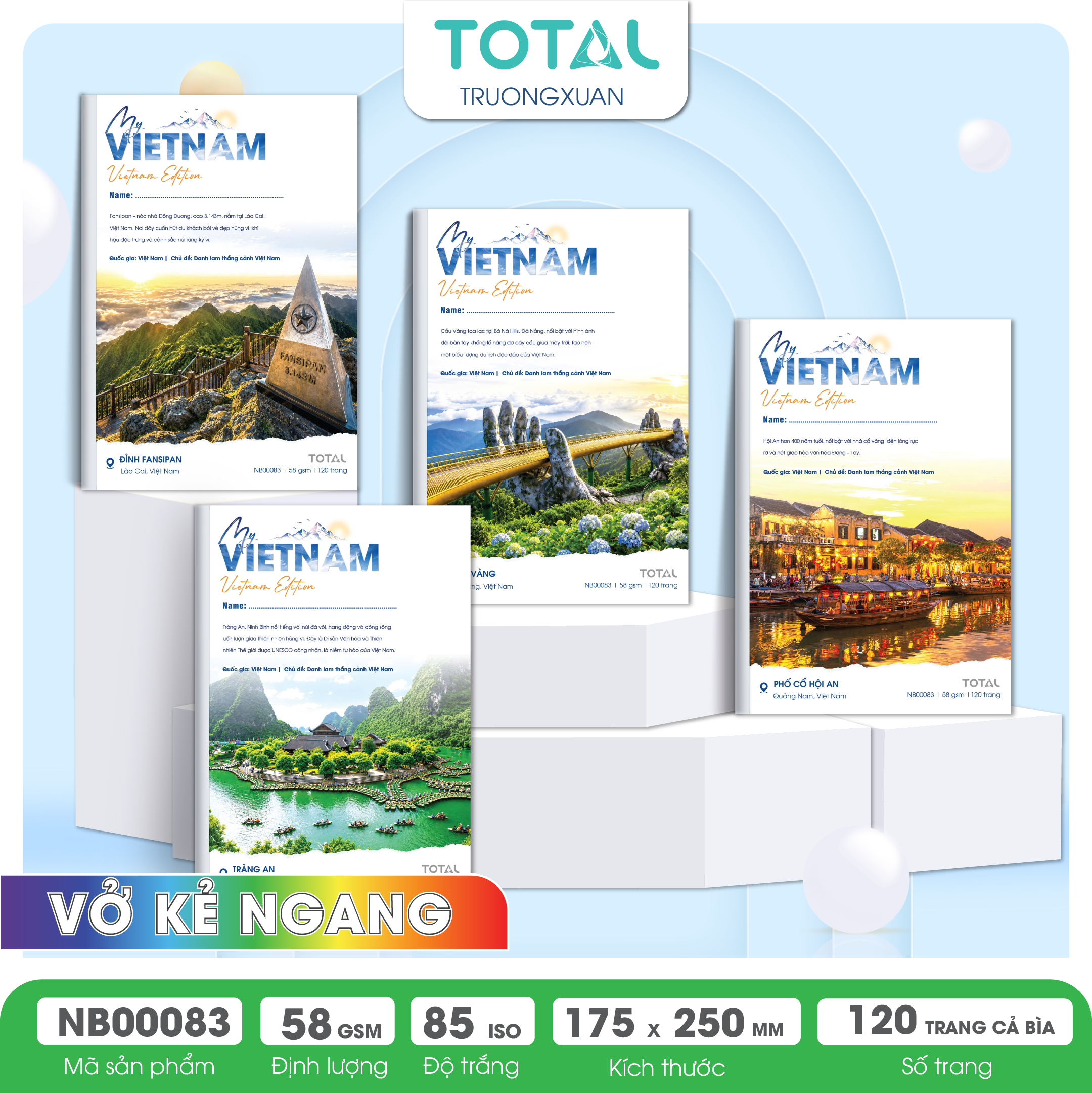 Vở kẻ ngang Total MY VIETNAM 120 trang