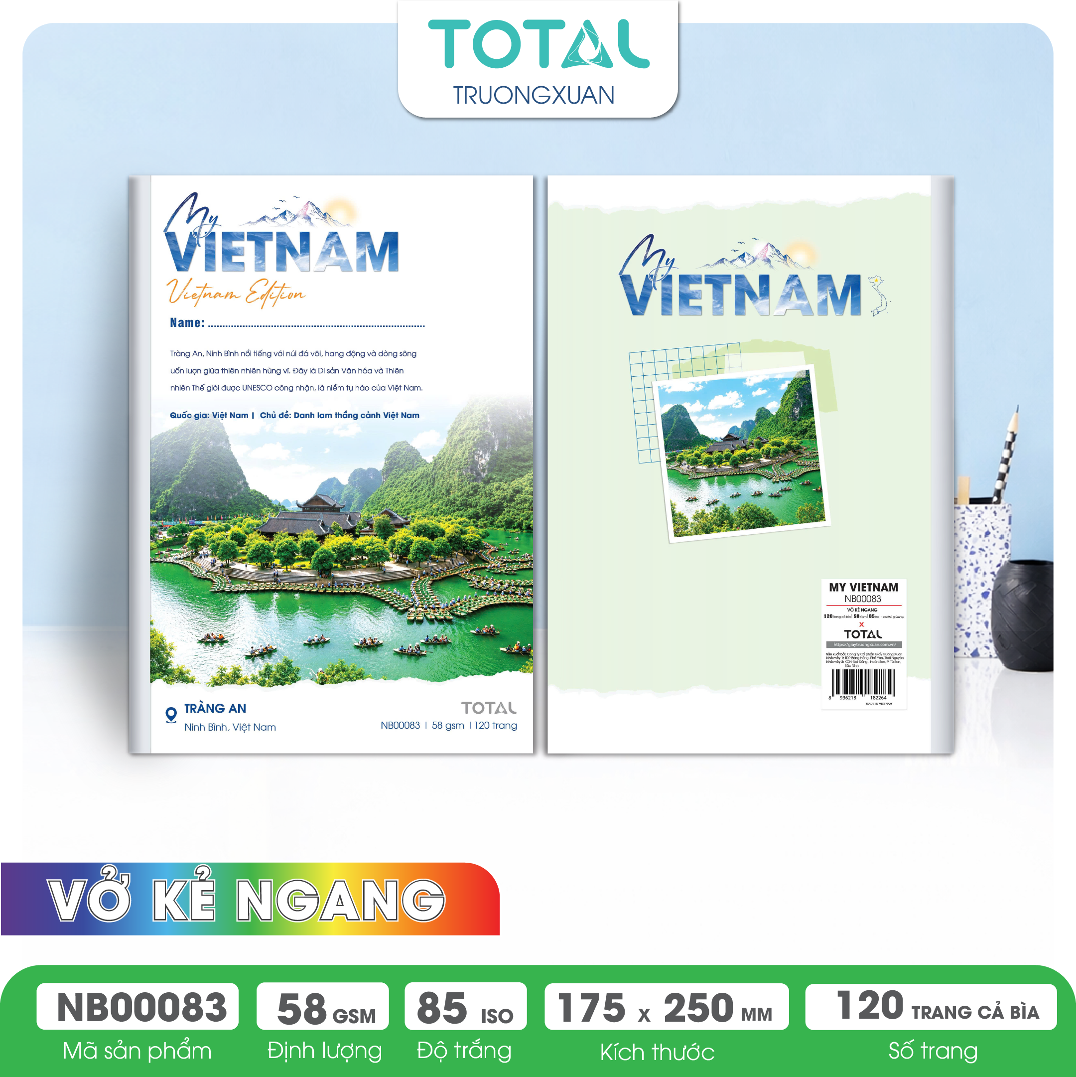 Vở kẻ ngang Total MY VIETNAM 120 trang