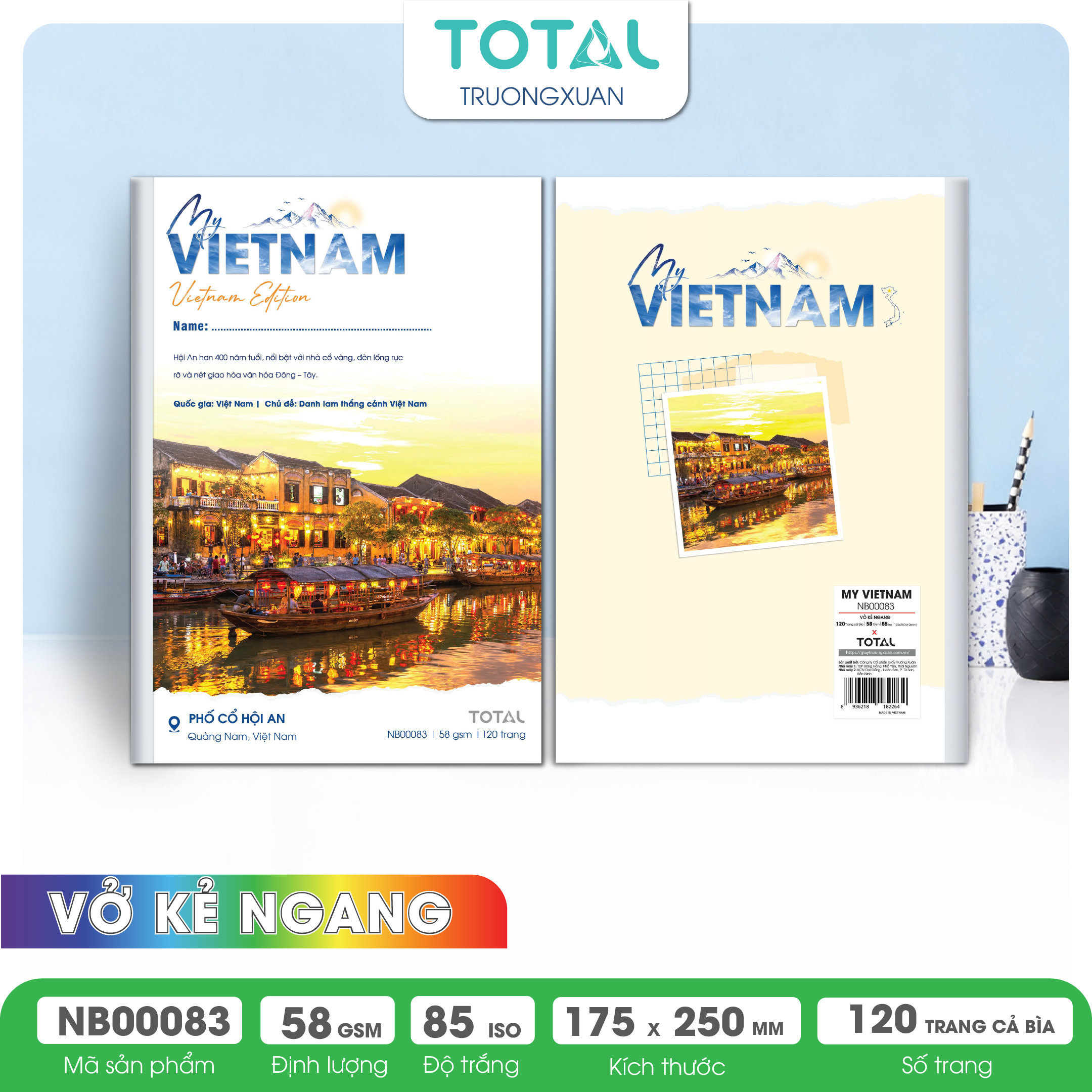 Vở kẻ ngang Total MY VIETNAM 120 trang