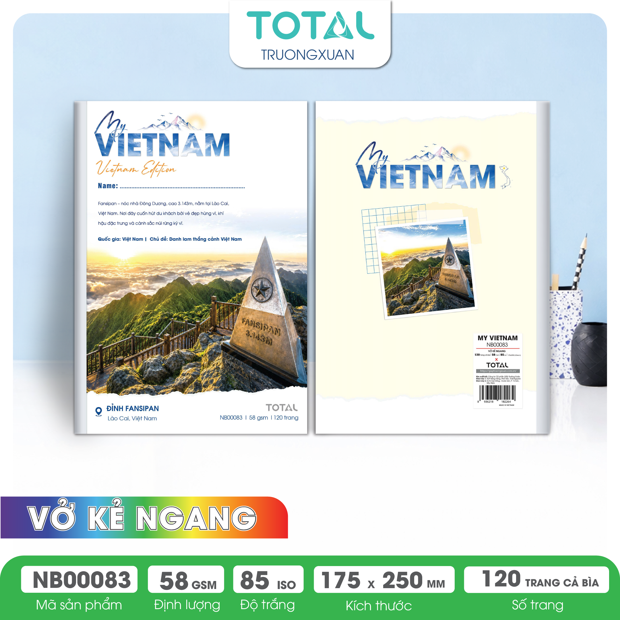Vở kẻ ngang Total MY VIETNAM 120 trang