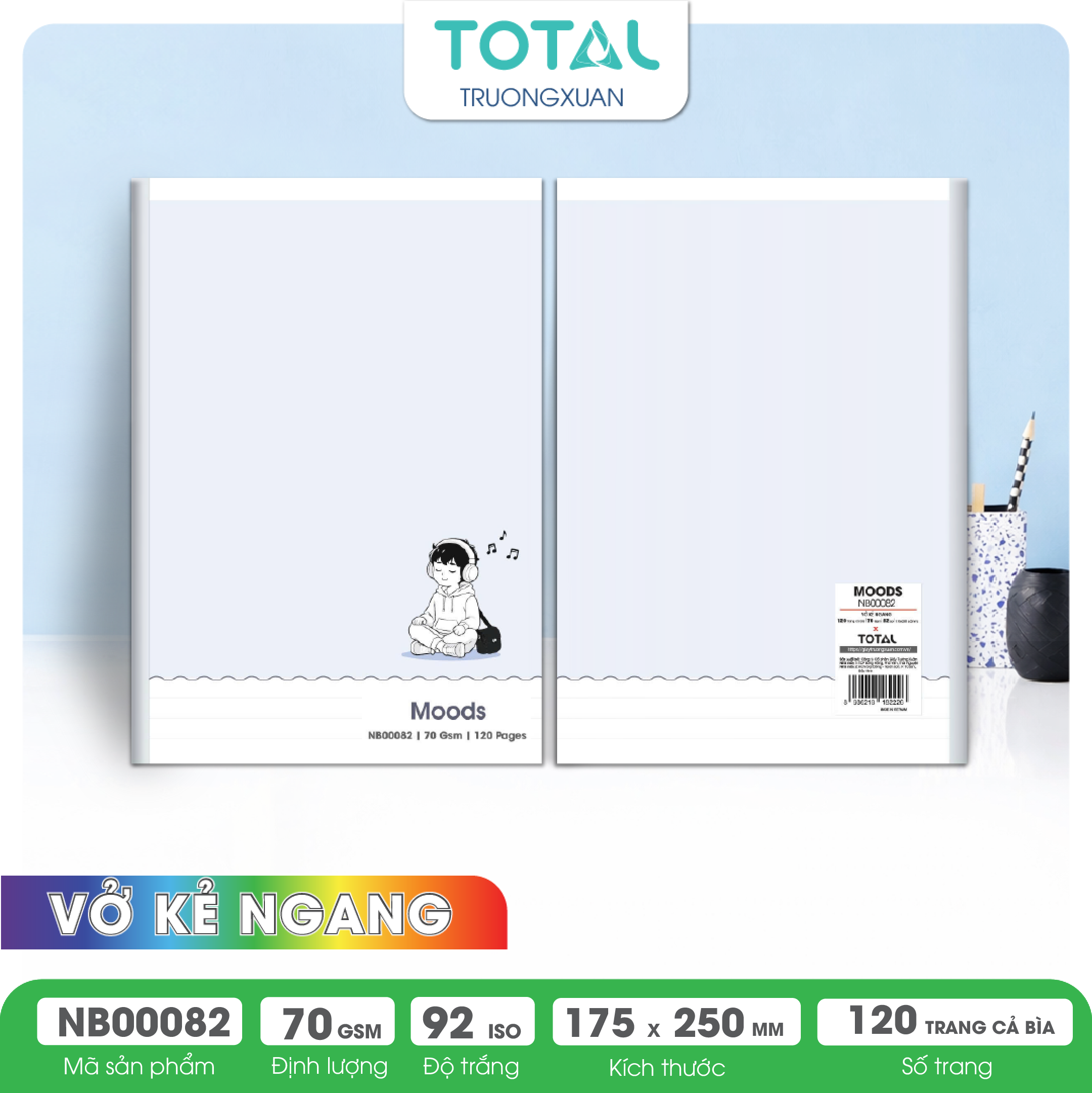 Vở kẻ ngang Total MOODS 120 trang