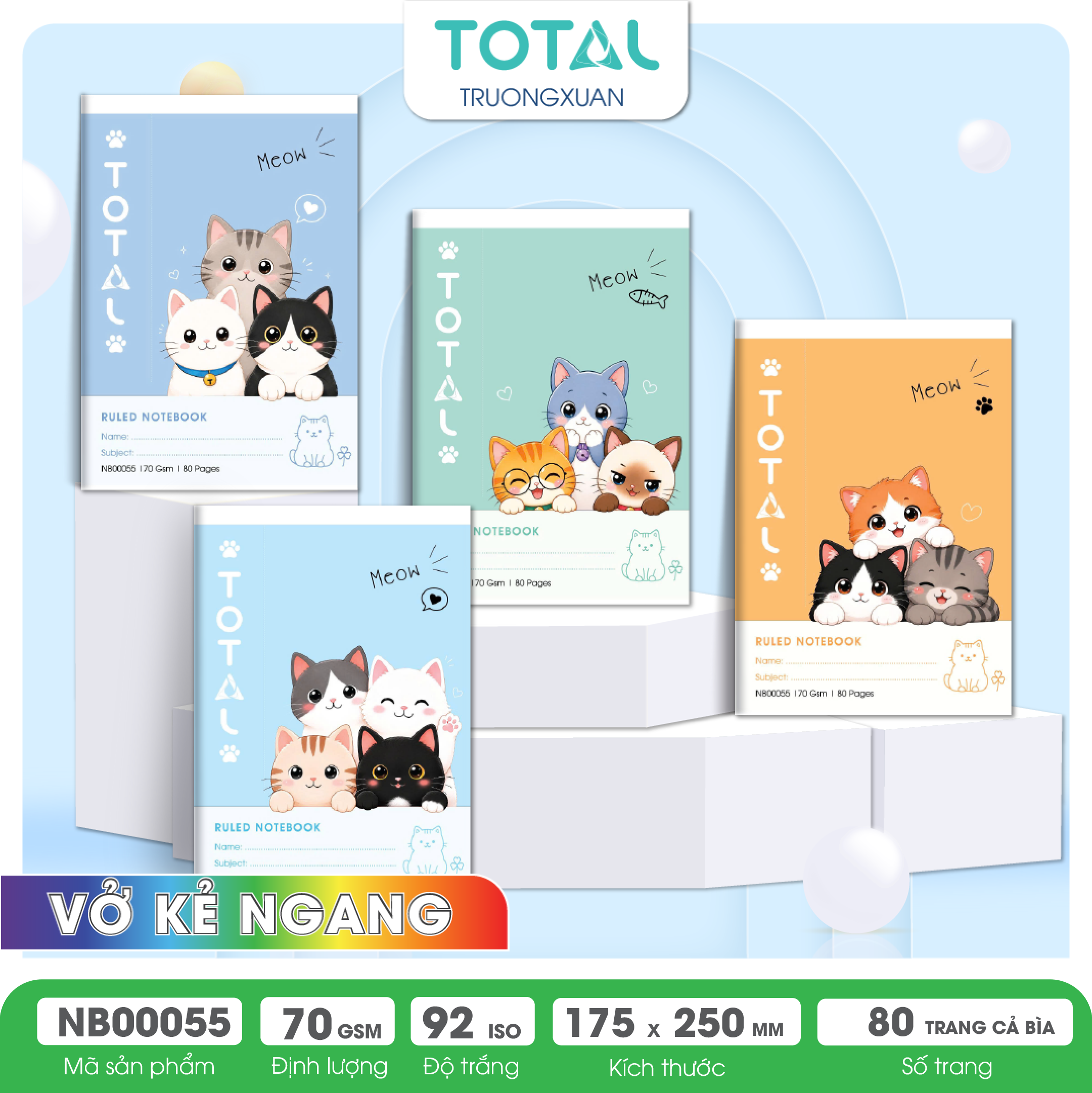 Vở kẻ ngang Cute Cats 80 trang