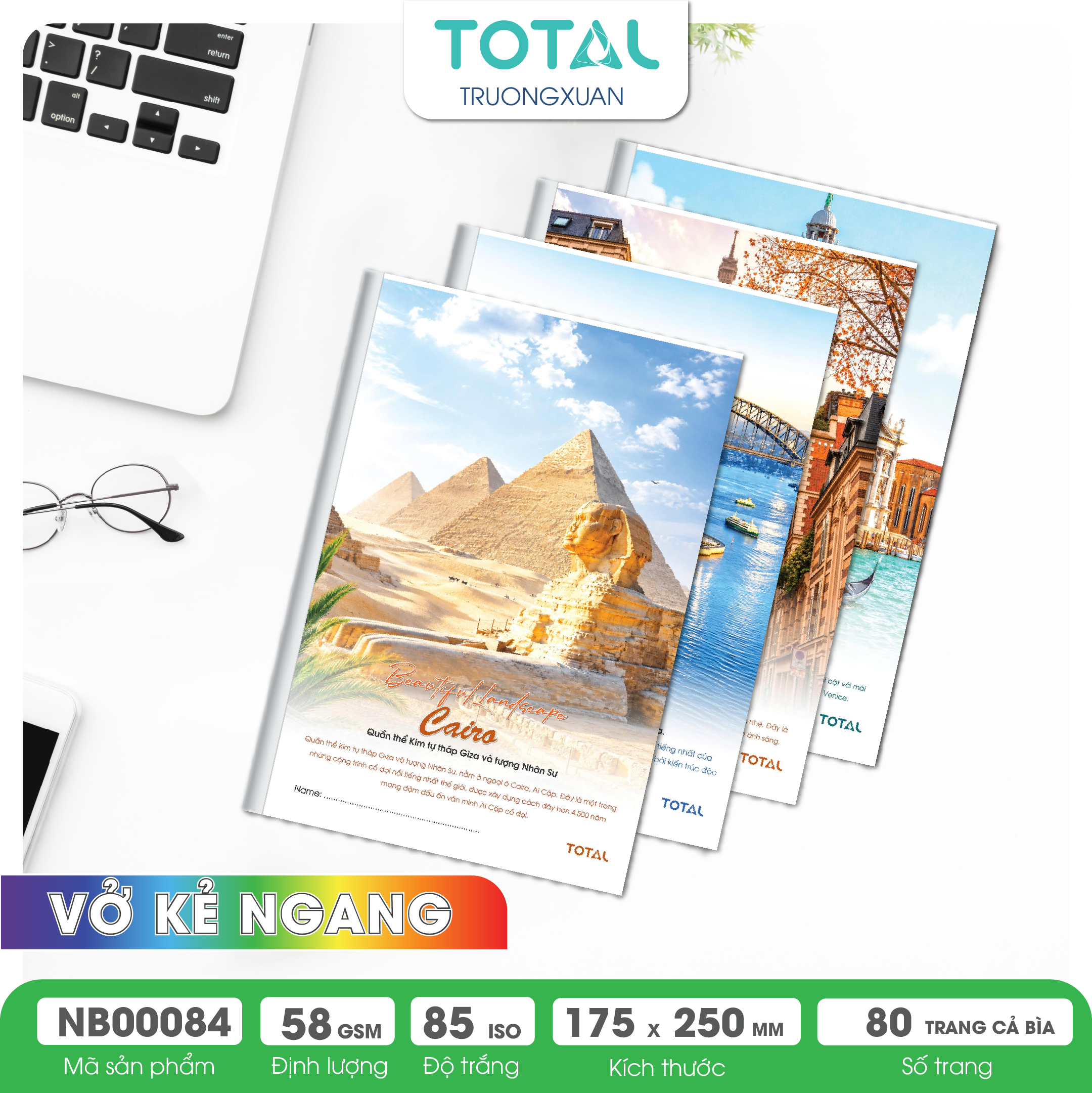 Vở kẻ ngang Total Landmarks 80 trang
