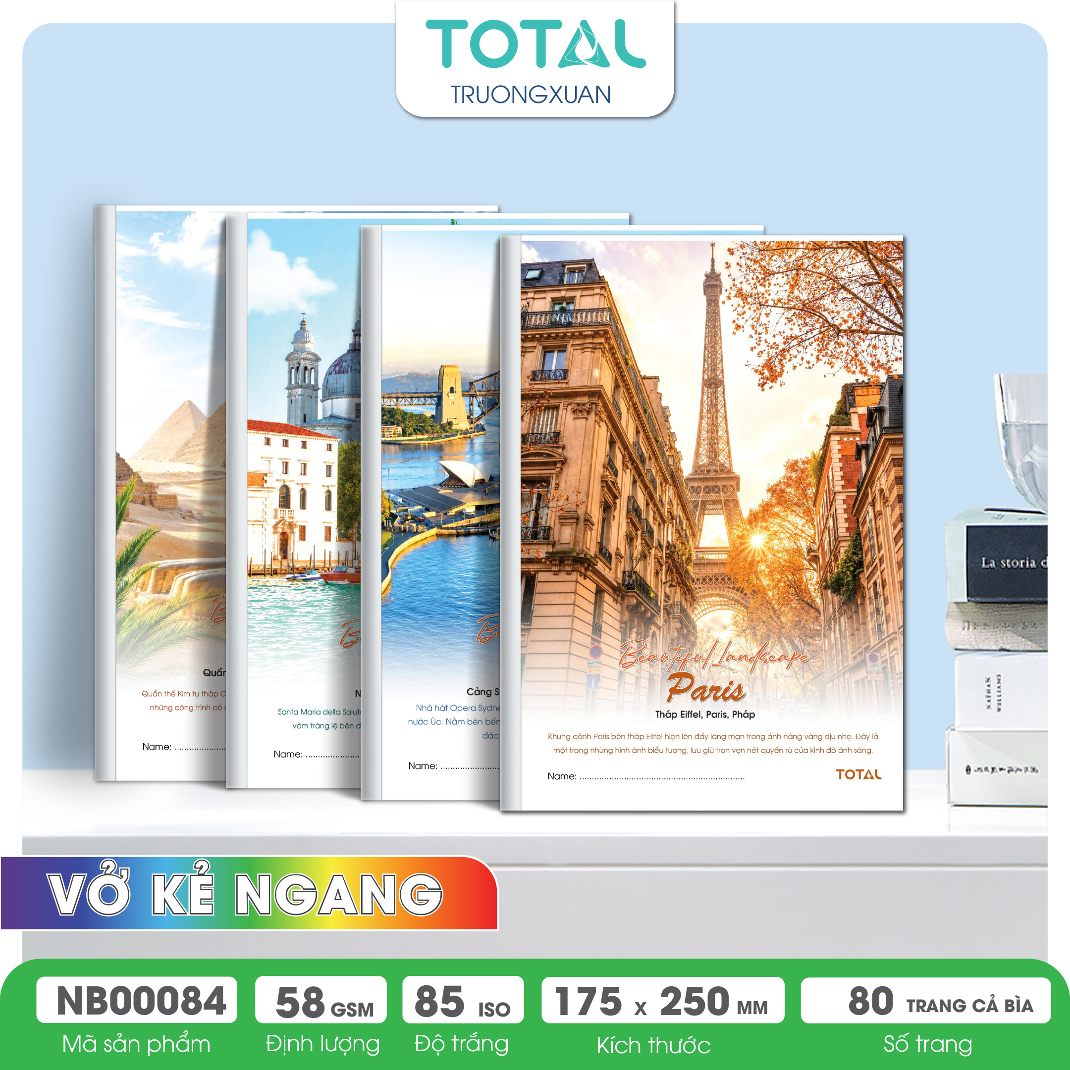 Vở kẻ ngang Total Landmarks 80 trang