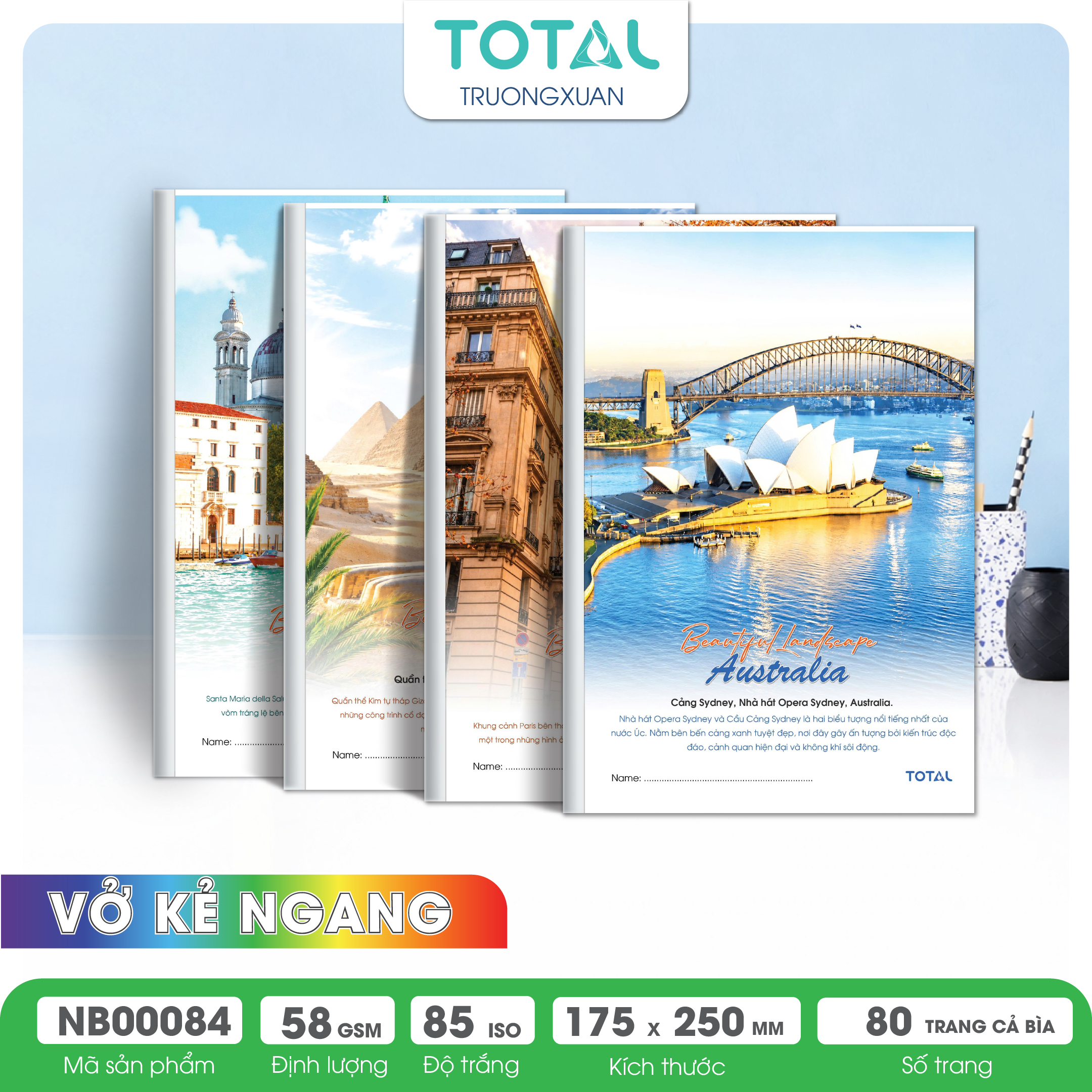 Vở kẻ ngang Total Landmarks 80 trang