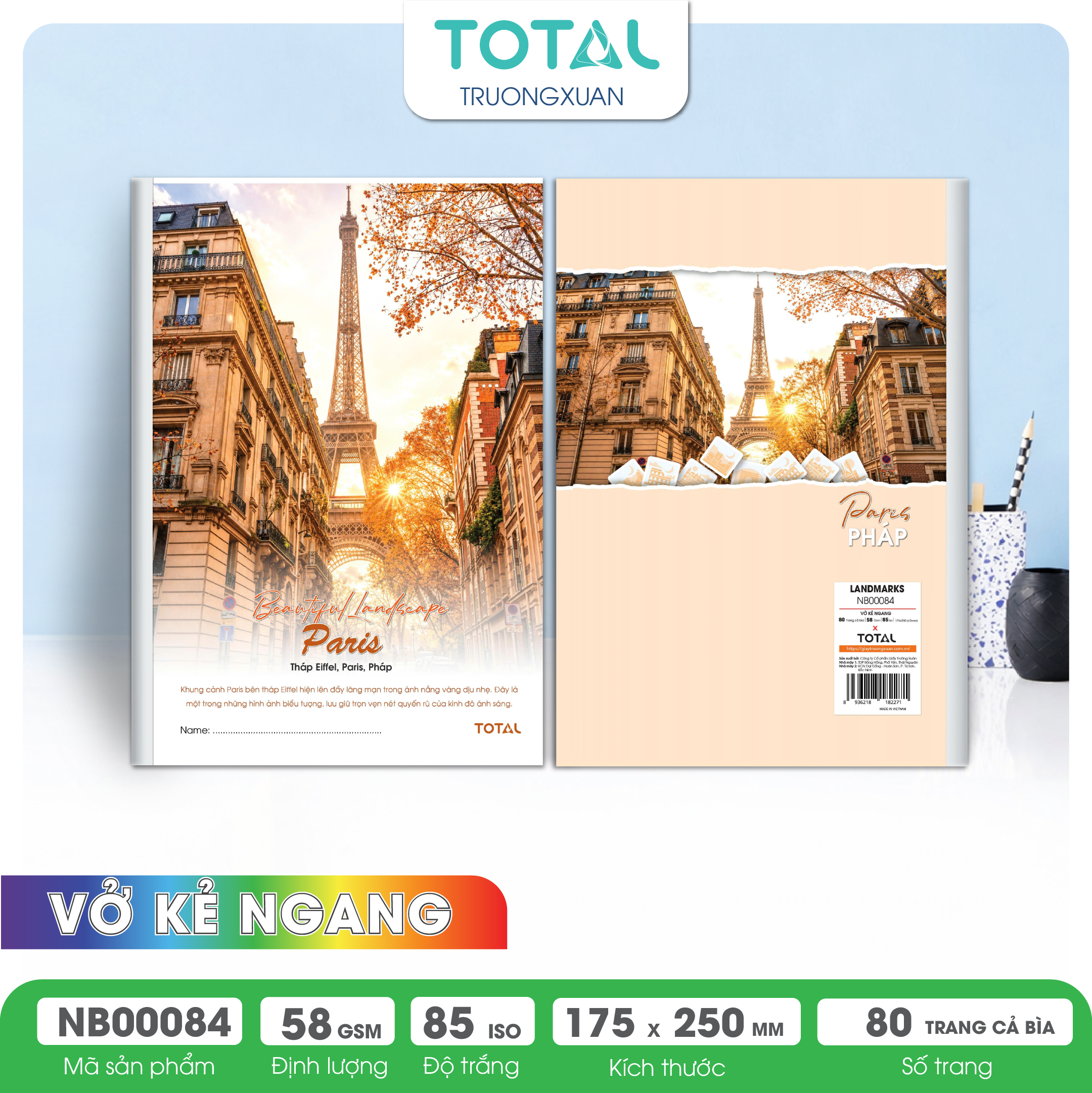 Vở kẻ ngang Total Landmarks 80 trang