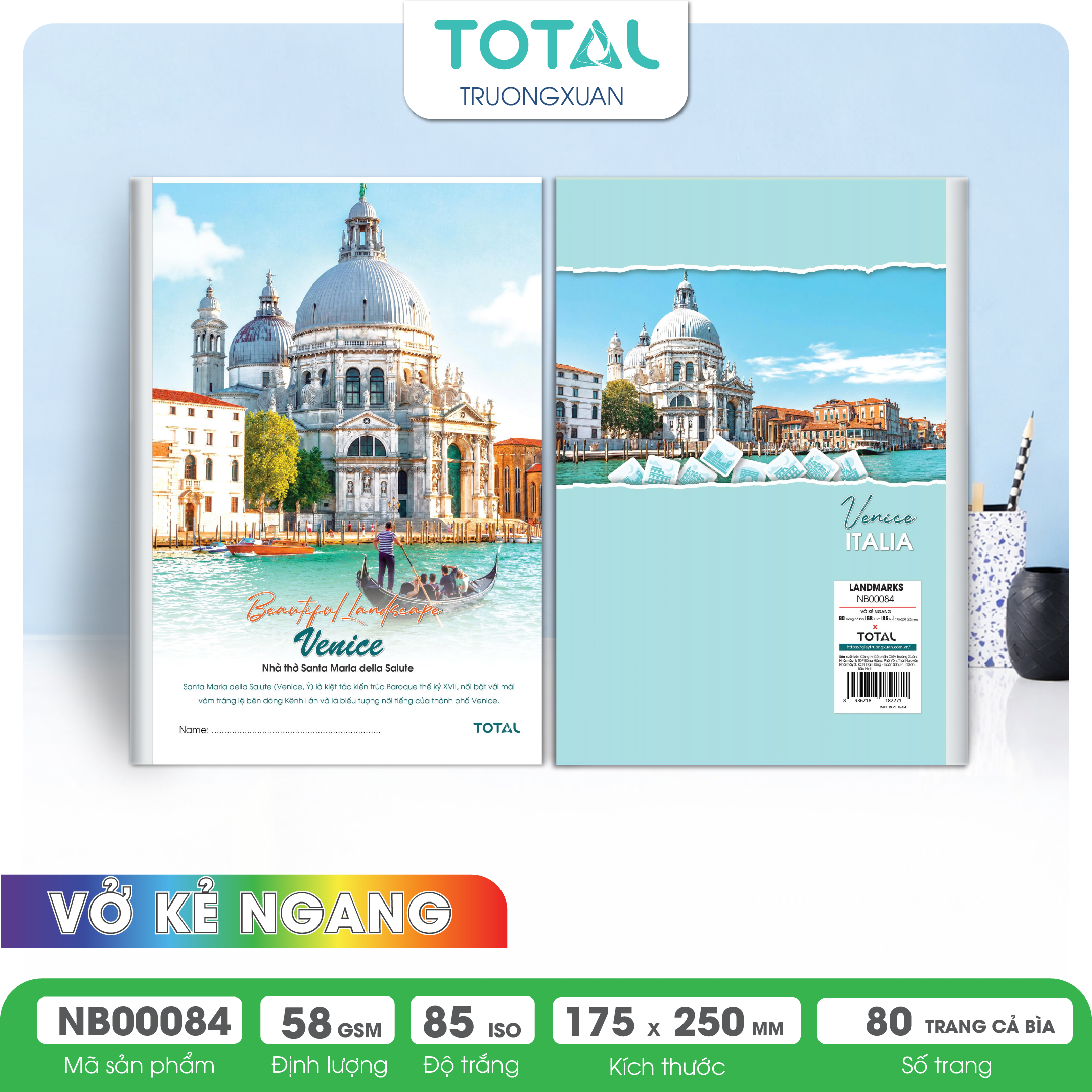 Vở kẻ ngang Total Landmarks 80 trang