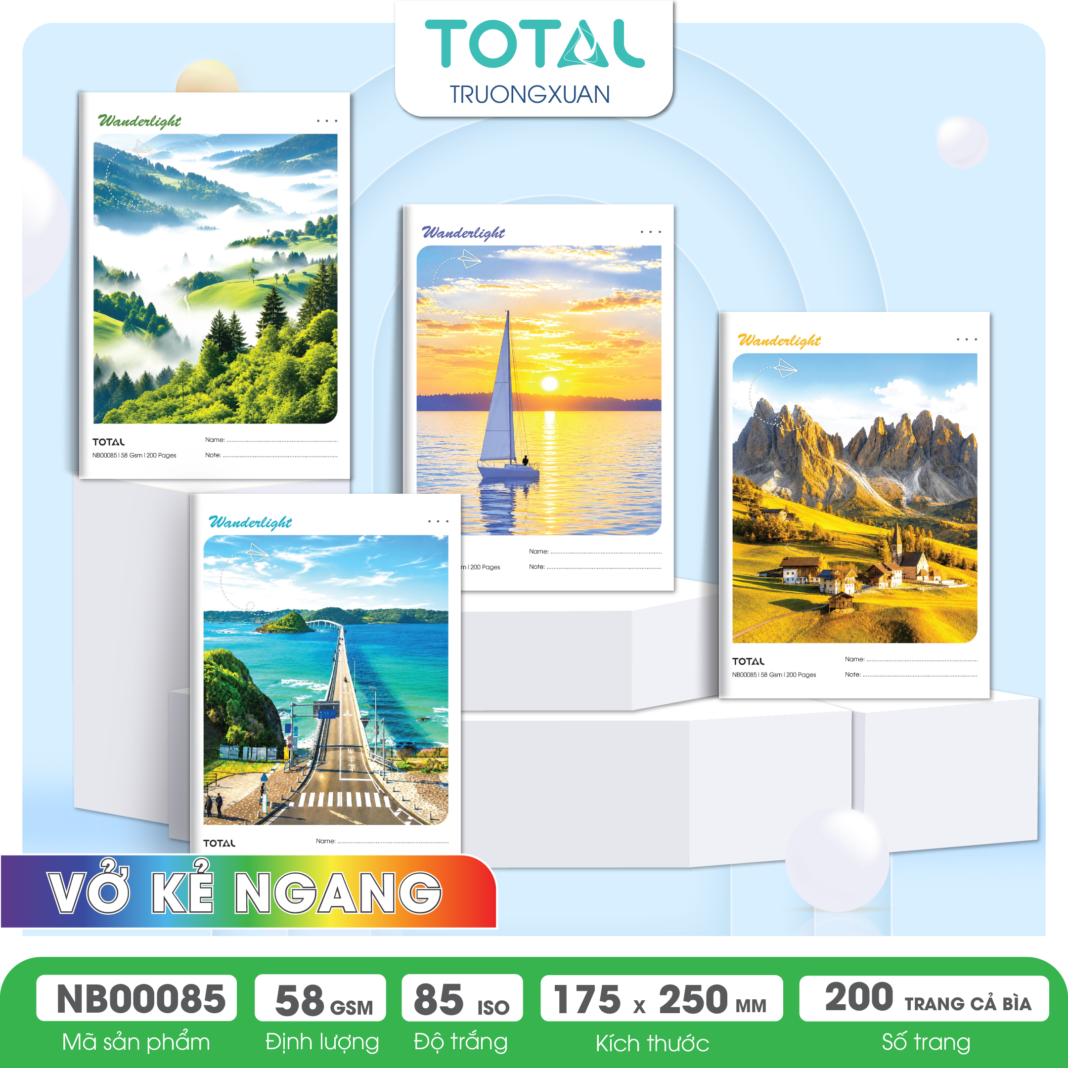 Vở kẻ ngang Total Wanderlight 200 trang