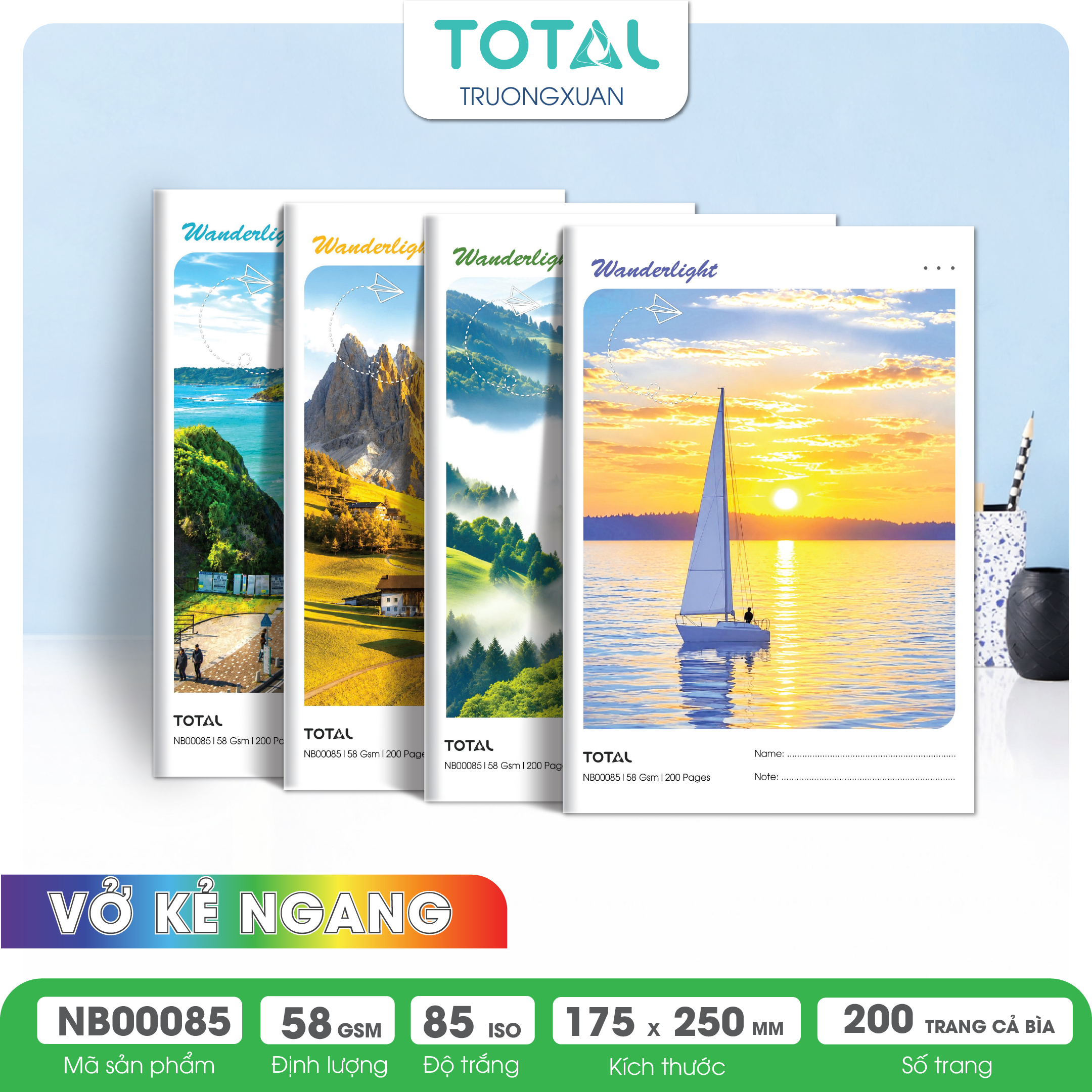 Vở kẻ ngang Total Wanderlight 200 trang