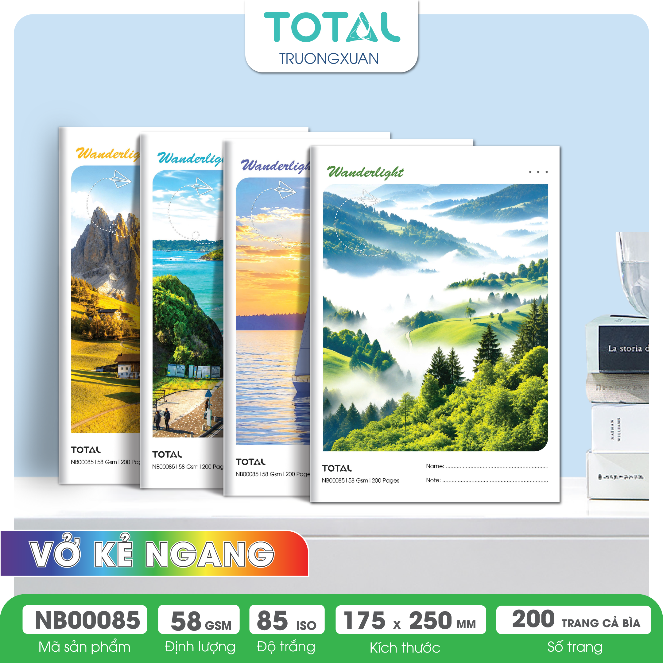Vở kẻ ngang Total Wanderlight 200 trang