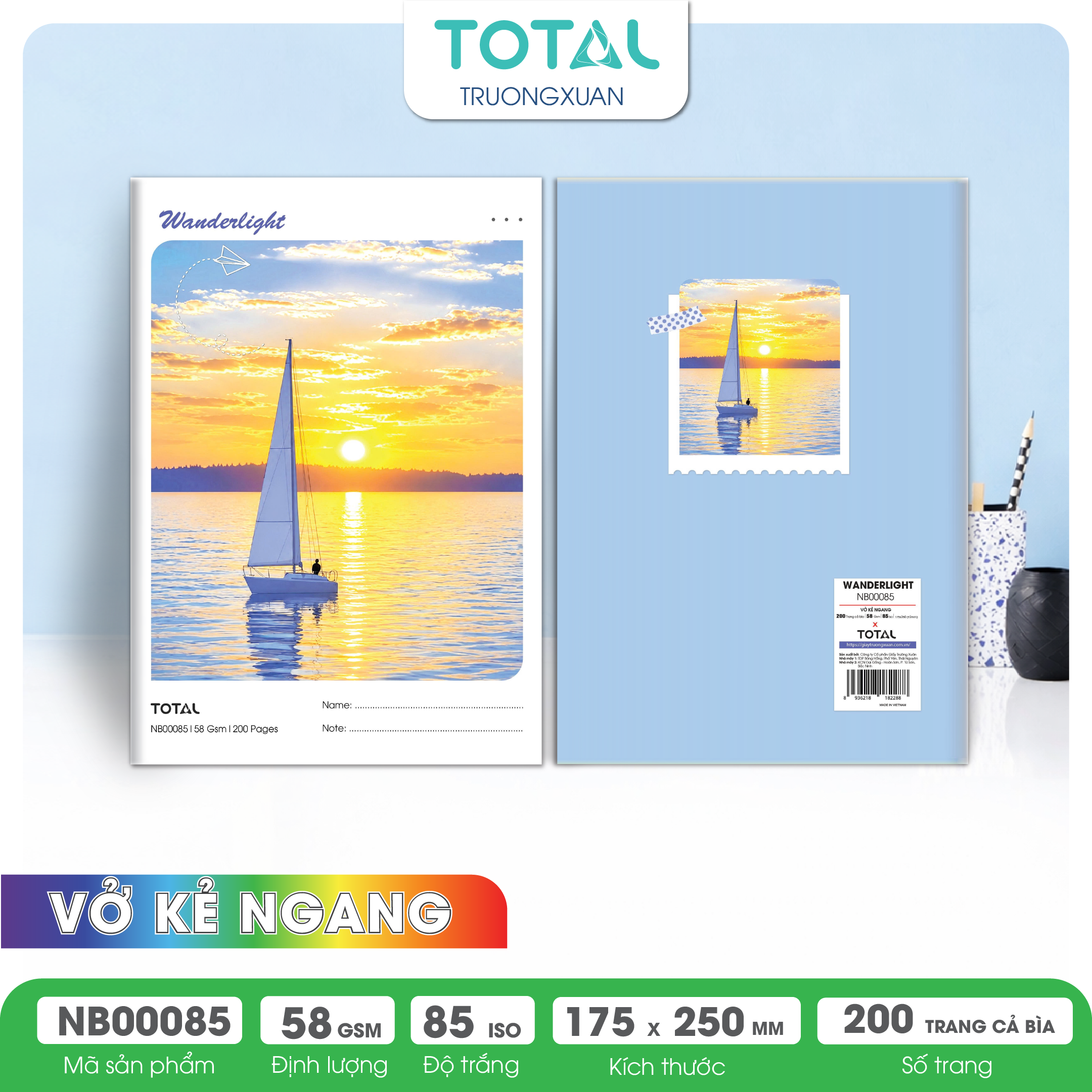 Vở kẻ ngang Total Wanderlight 200 trang
