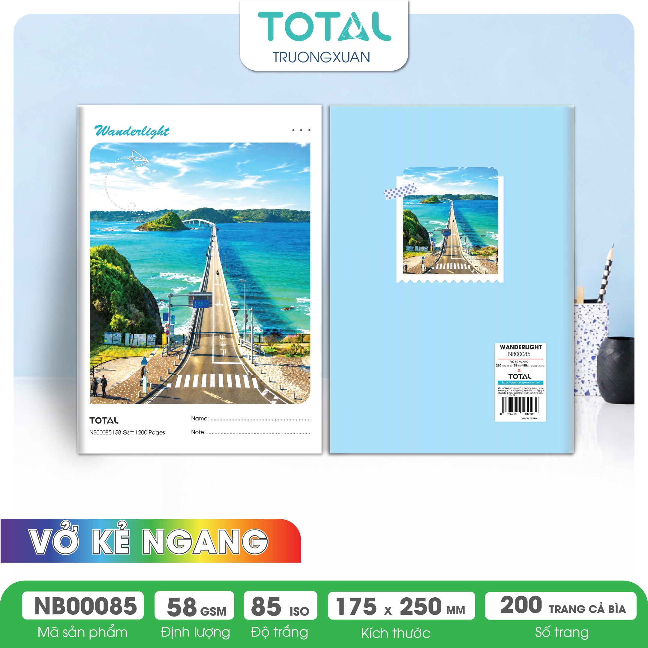 Vở kẻ ngang Total Wanderlight 200 trang