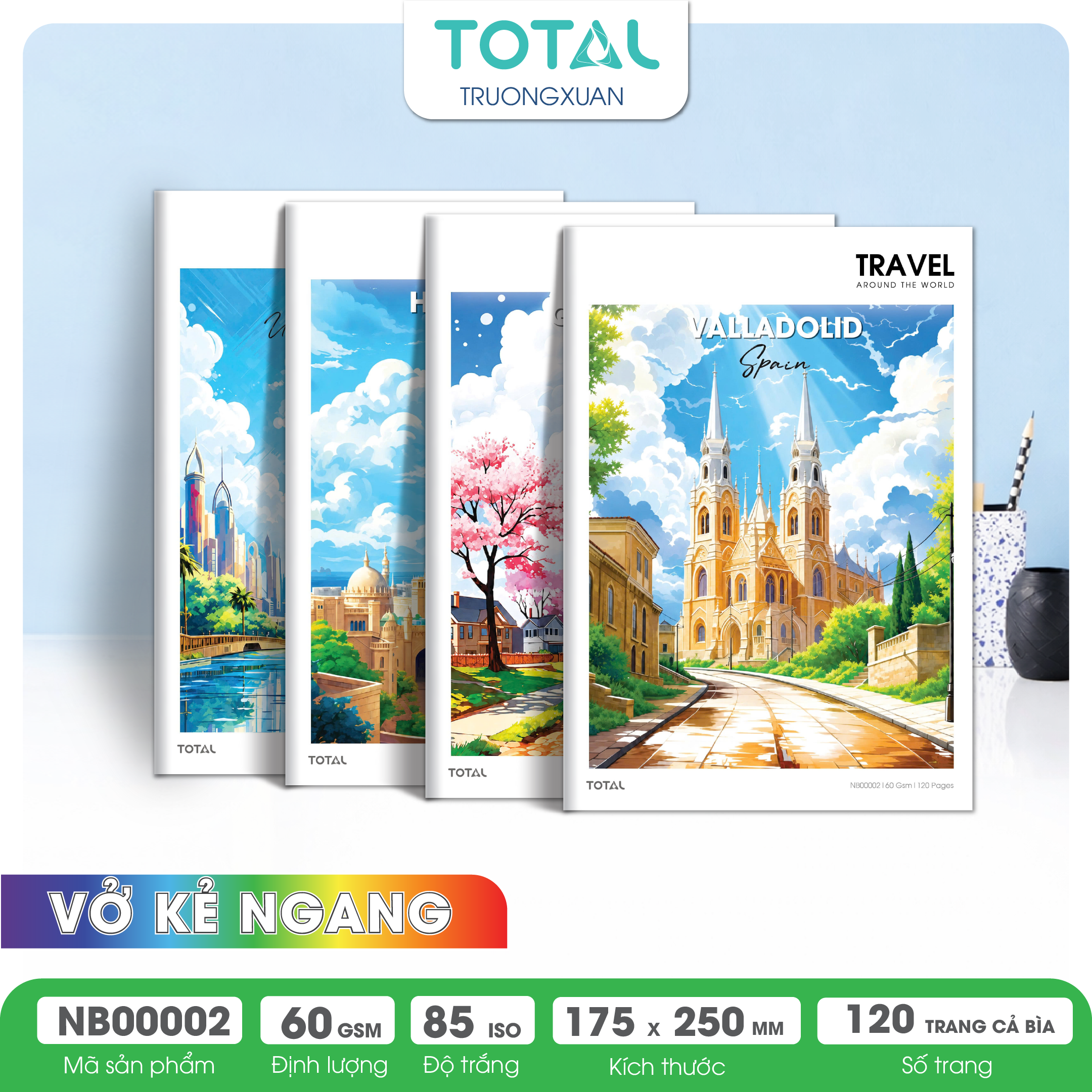 Vở kẻ ngang Total Europe.02 120 trang